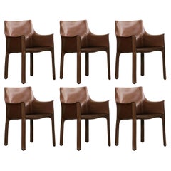 Mario Bellini 413 "CAB" Chairs for Cassina, 1977, Set of 6 Mario Bellini 413 "CAB" Chairs for Cassina, 1977, Set of 6