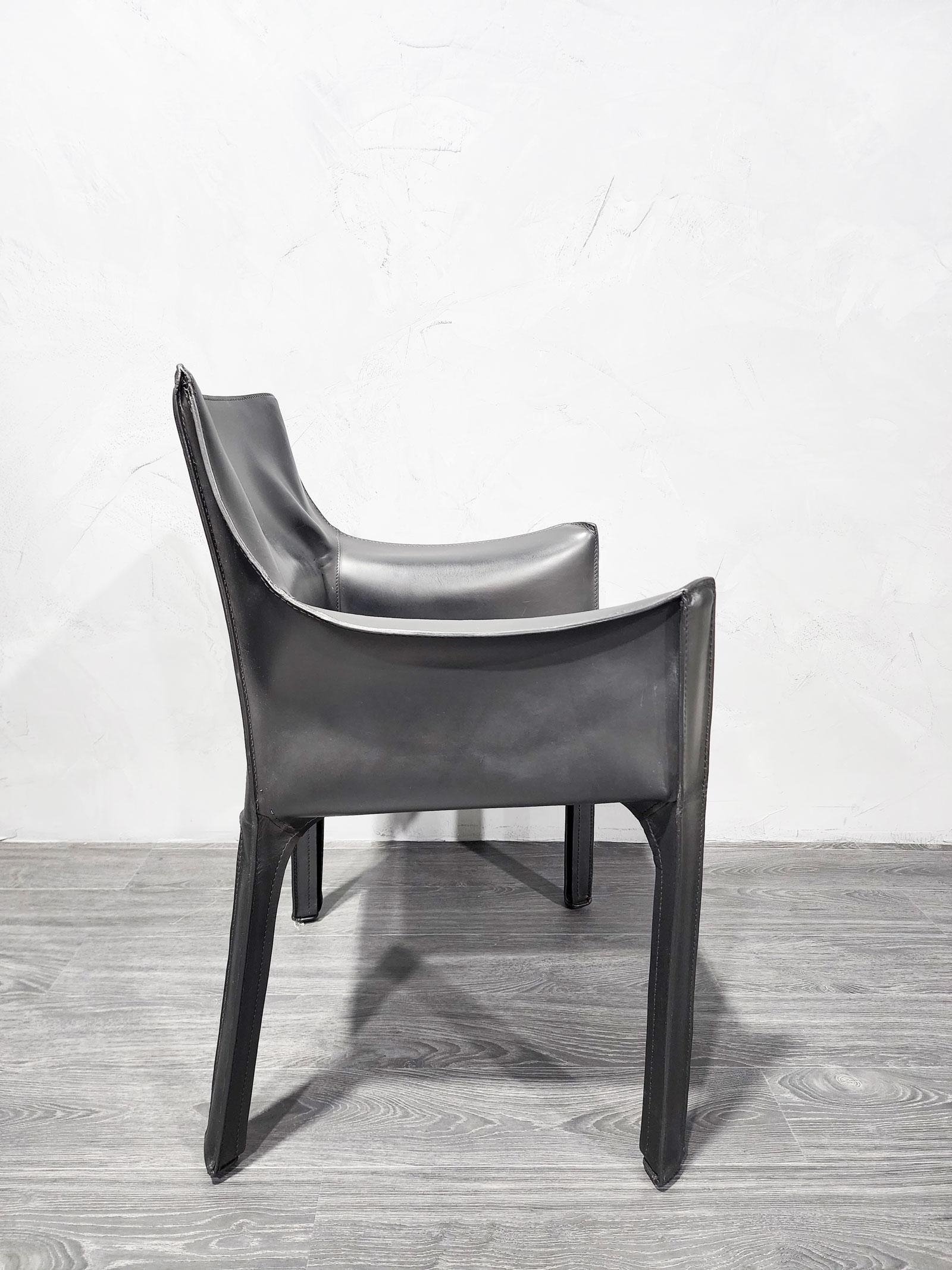 Mario Bellini 413 „CAB“-Stühle für Cassina aus schwarzem Leder, 8er-Set (20. Jahrhundert) im Angebot