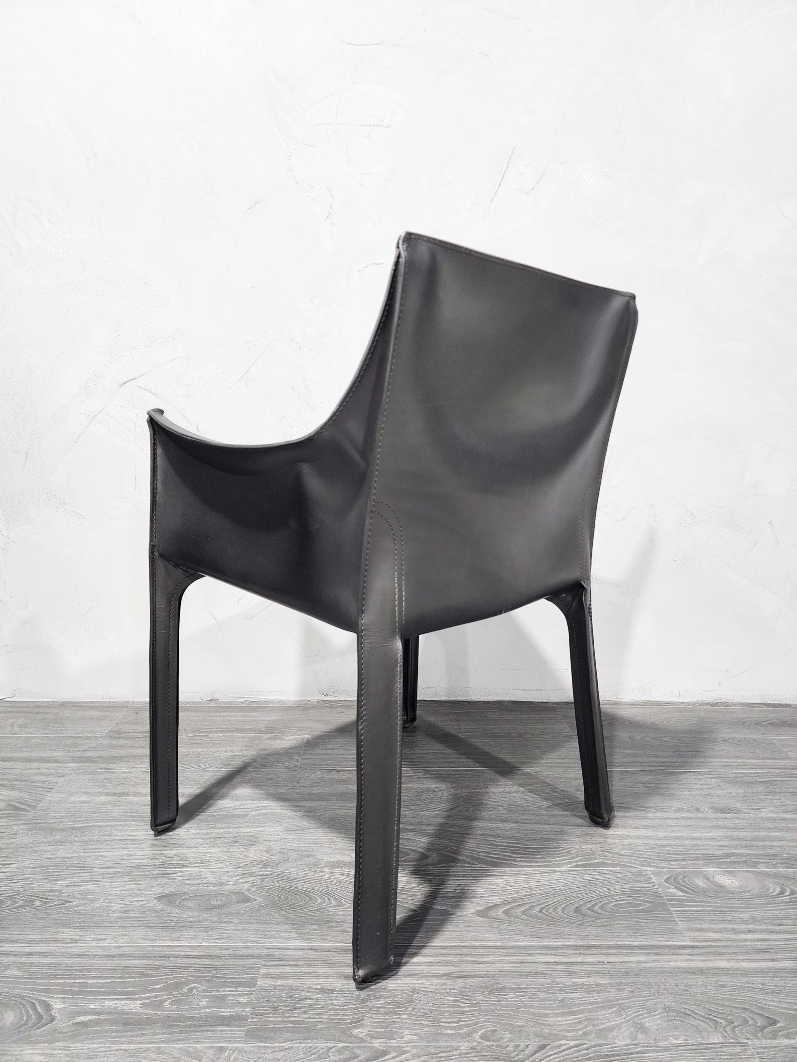 Mario Bellini 413 „CAB“-Stühle für Cassina aus schwarzem Leder, 8er-Set im Angebot 3
