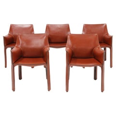 Mario Bellini 413 "CAB" Chairs for Cassina in Hazelnut  Leather,  5 available