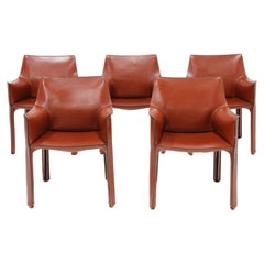 Vintage Mario Bellini 413 "CAB" Chairs for Cassina in Hazelnut  Leather,  5 available