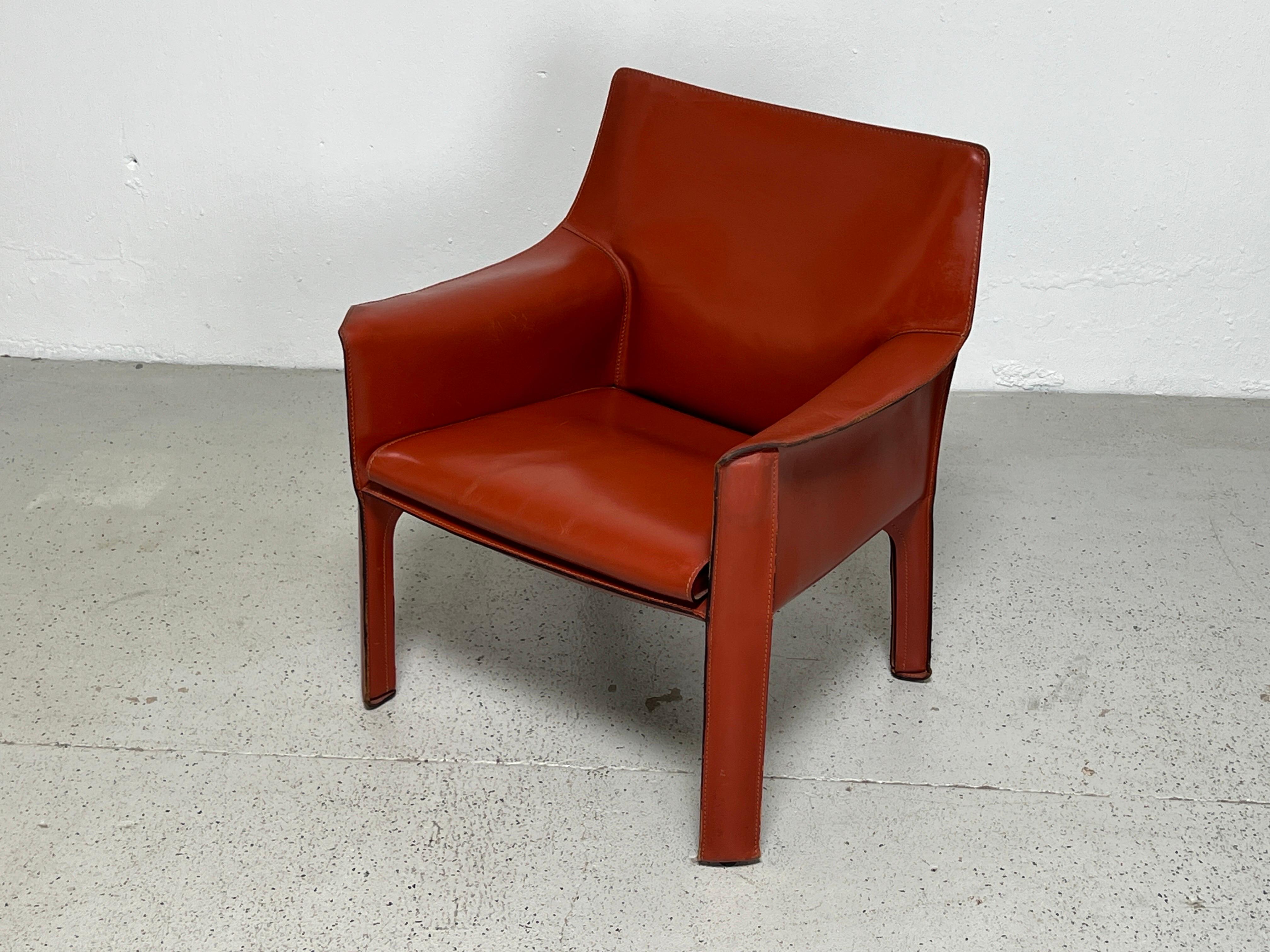 Leather Mario Bellini 414 Cab Lounge Chair for Cassina  For Sale