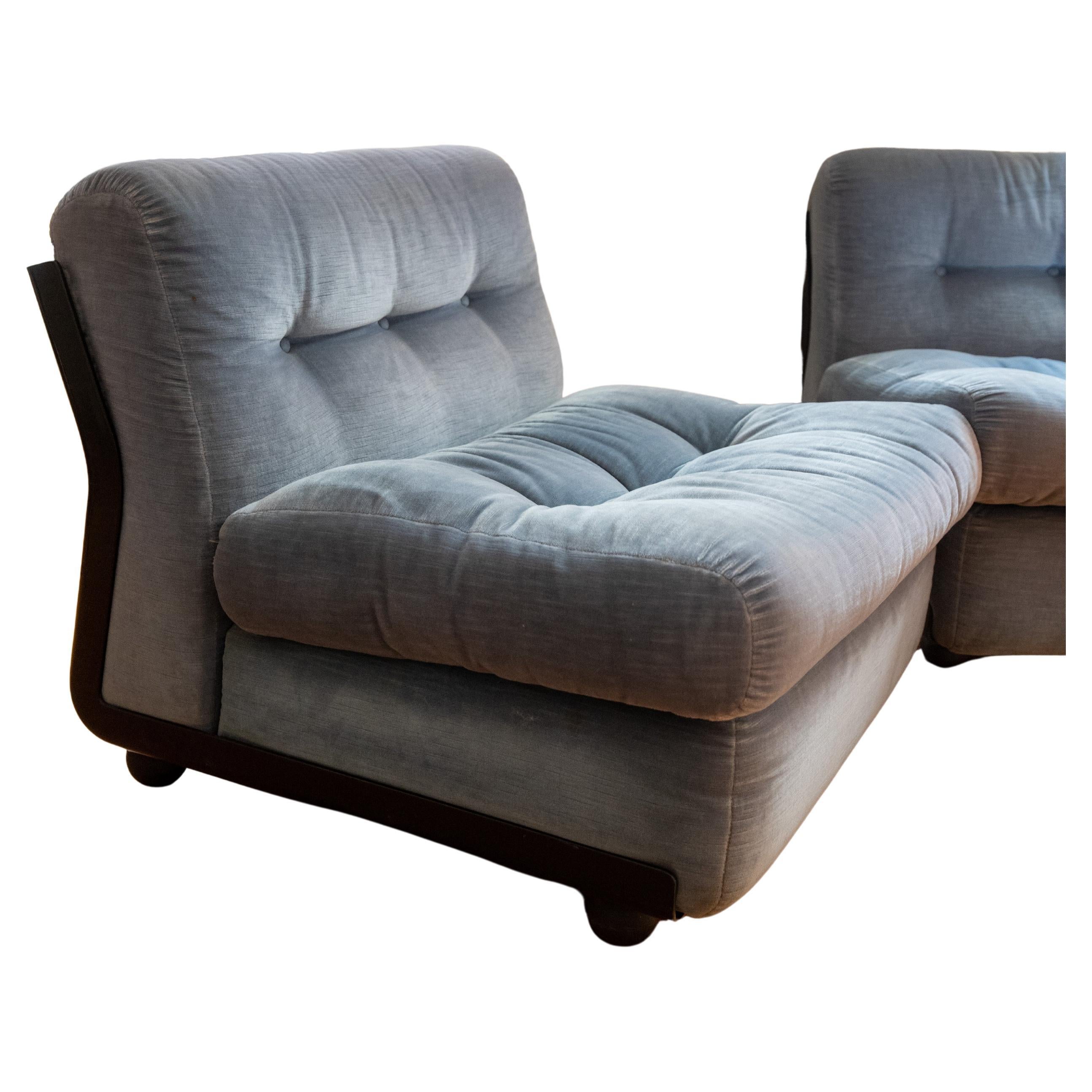 Mario Bellini Amanta B&B Italia Canapé modulable Cinq places en velours bleu d
origine