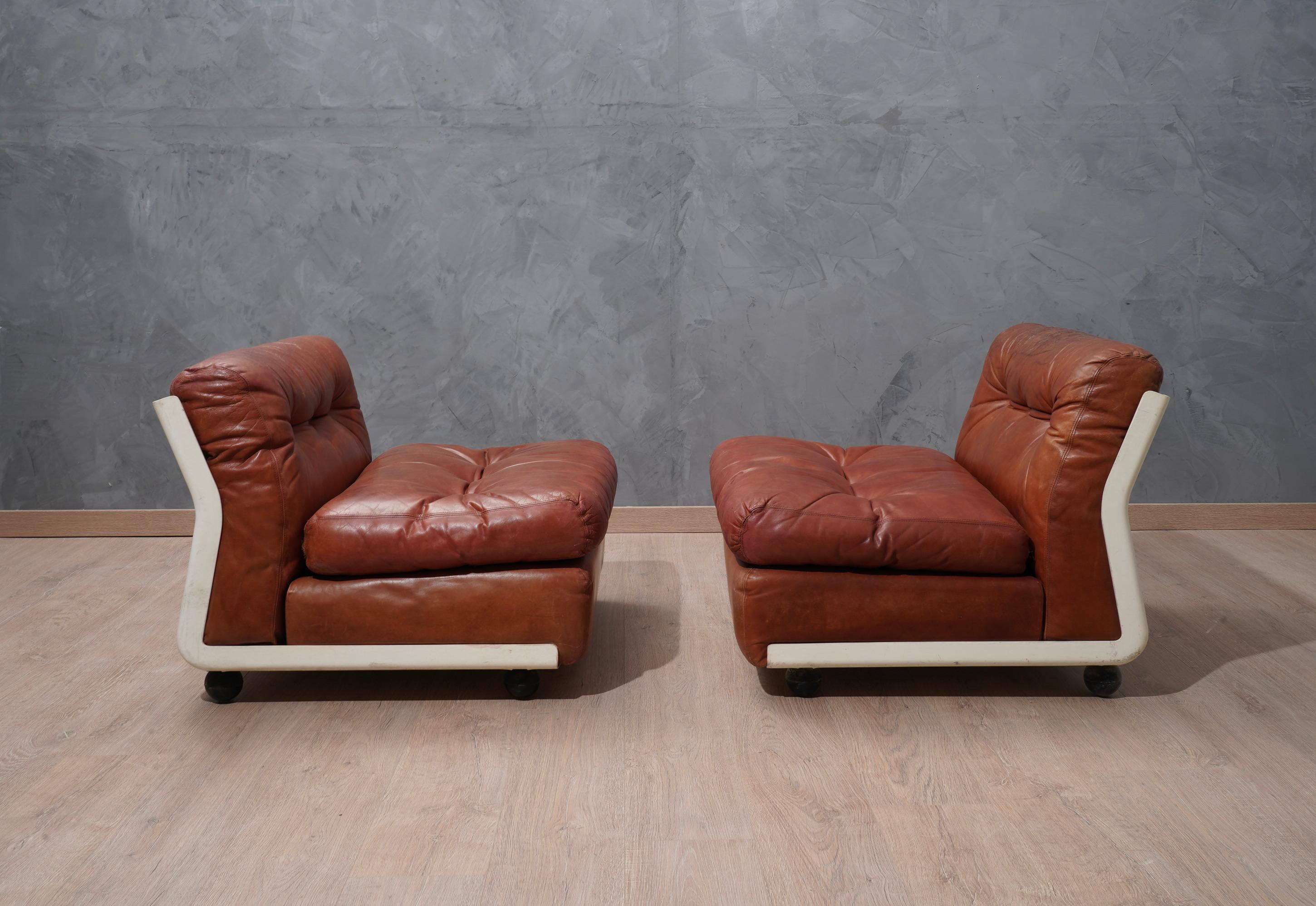 Other Mario Bellini Amanta C & B Italia Fiberlite and Leather Modular Chairs, 1972