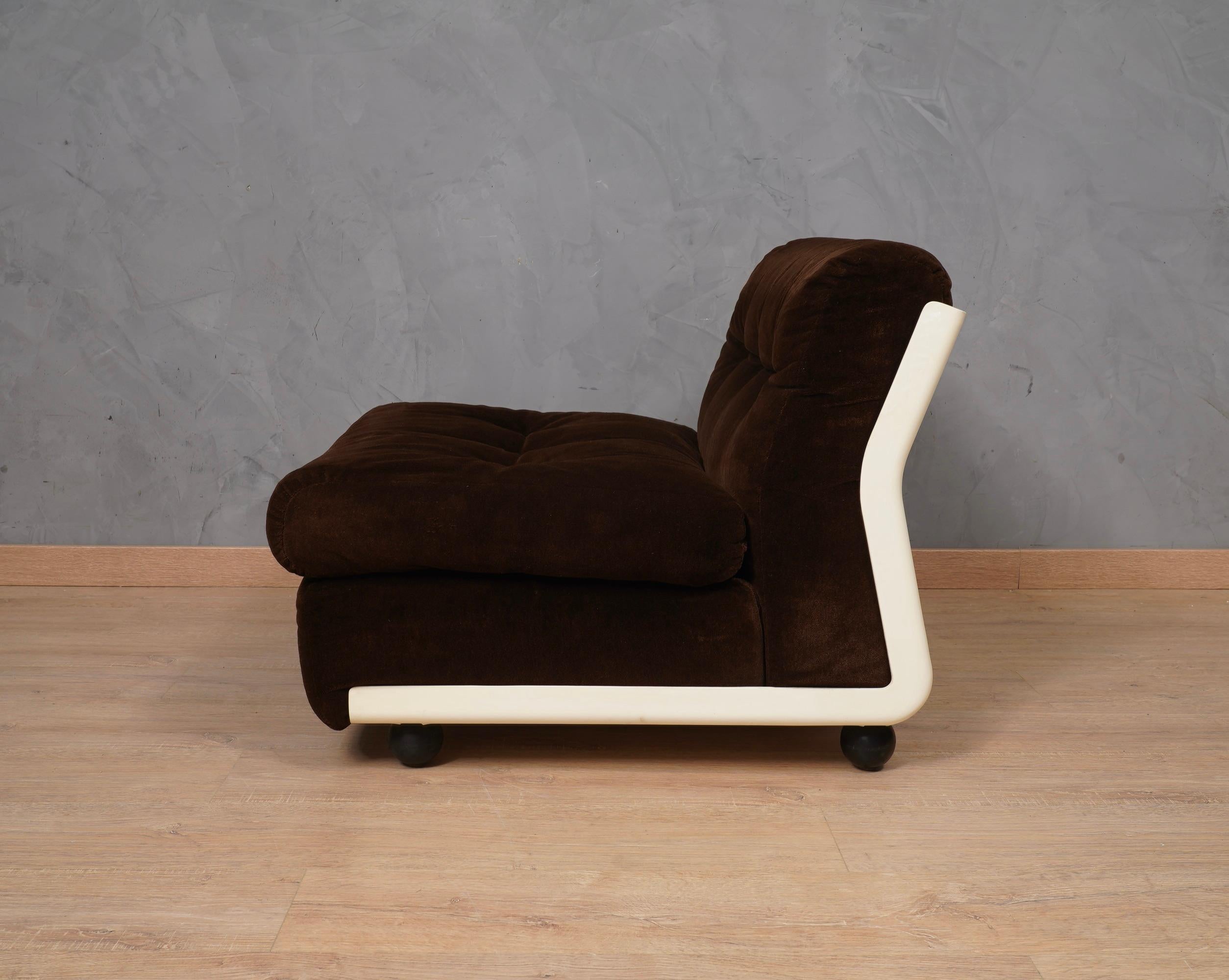 Late 20th Century Mario Bellini Amanta C & B Italia Fiberlite and Velvet Modular Chairs, 1972 For Sale