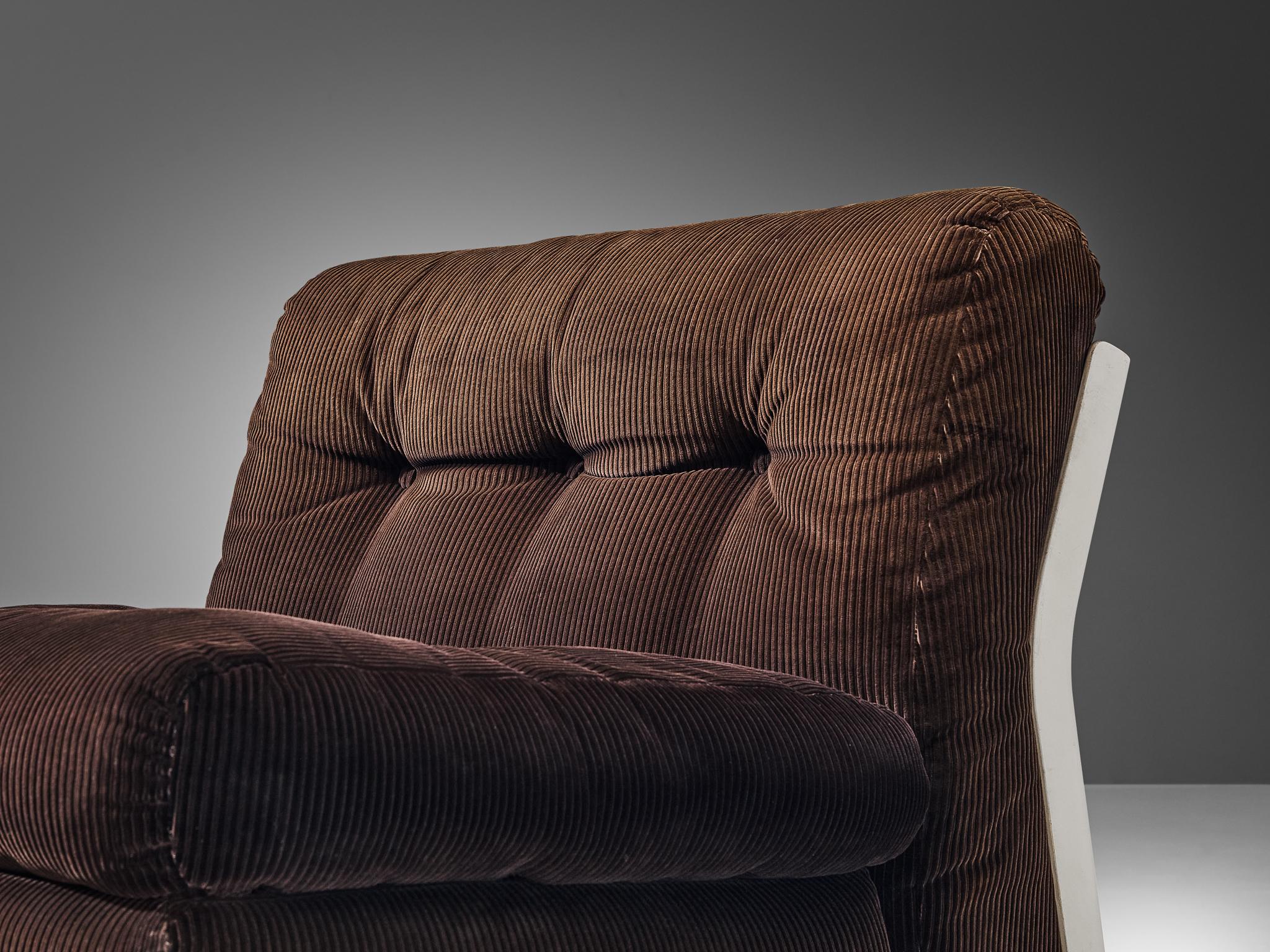 Italian Mario Bellini 'Amanta' Lounge Chair in Brown Fabric  For Sale