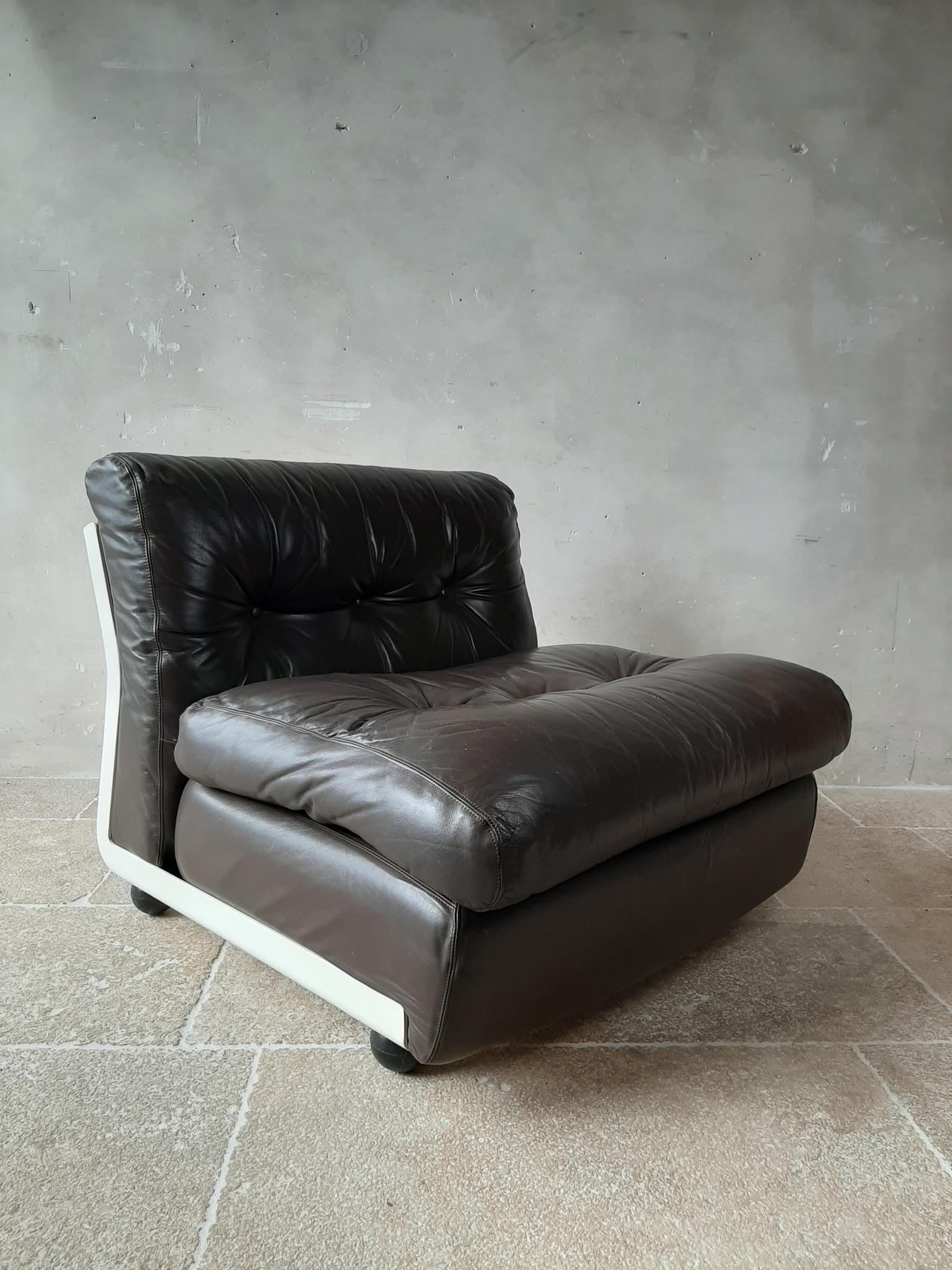 Mario Bellini Amanta Modular Sofa in Brown Leather for B&B Italy, 6 Pieces 1