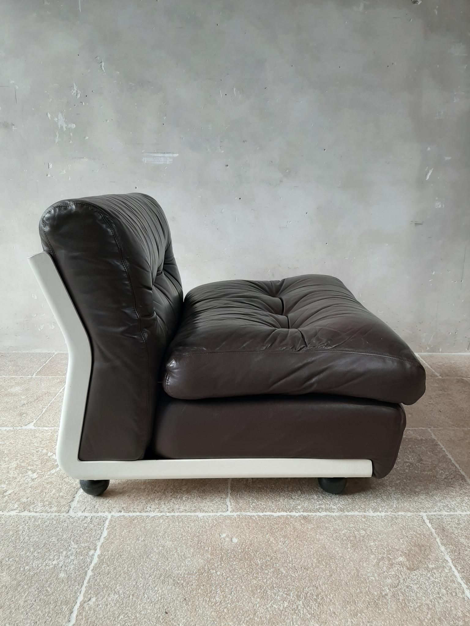 Mario Bellini Amanta Modular Sofa in Brown Leather for B&B Italy, 6 Pieces 3