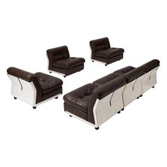 Mario Bellini Amanta Modular Sofa in Brown Leather for B&B Italy, 6 Pieces