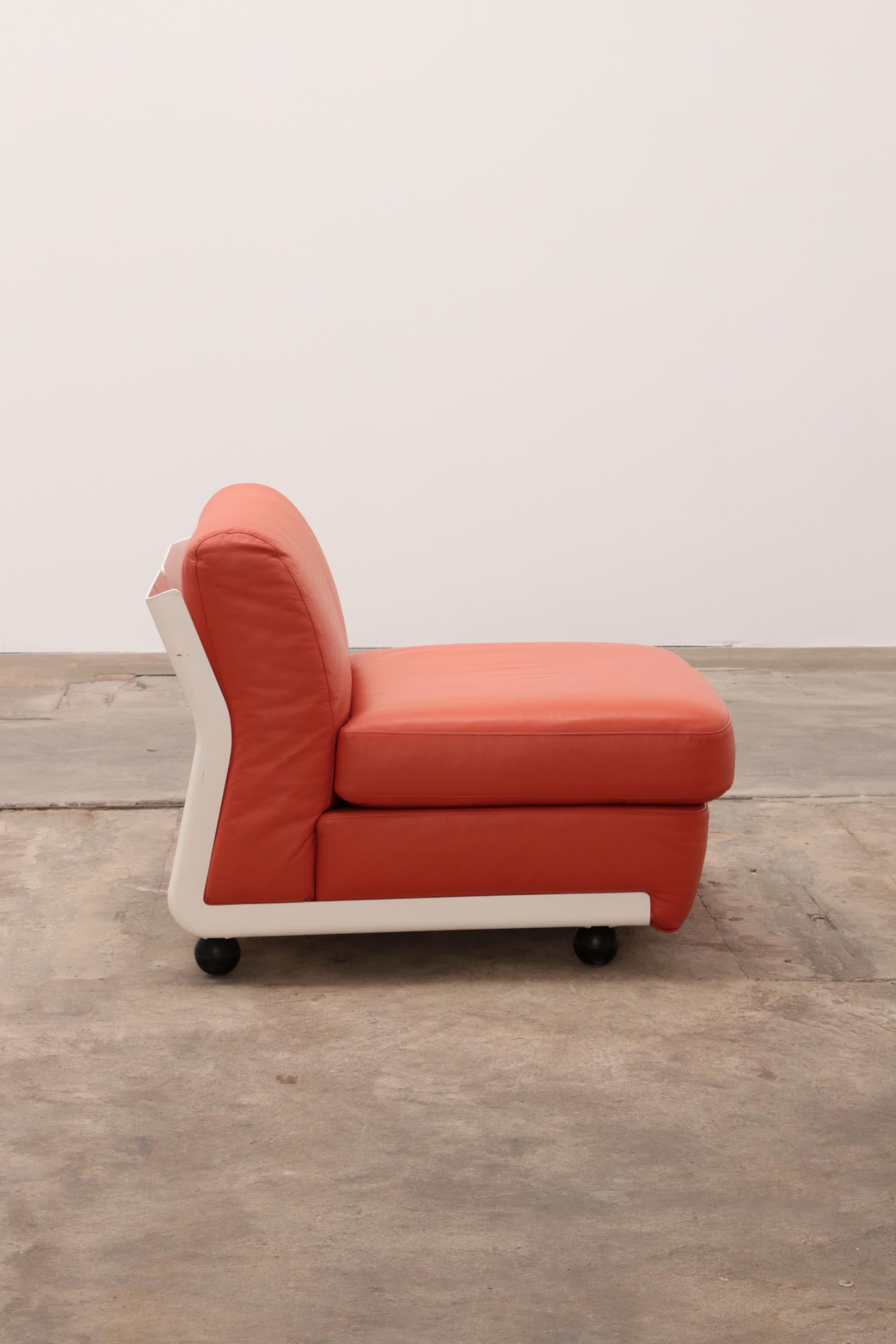 Mario Bellini Amanta Modular Sofa in Orange Leather for C&B Italy, 1960s For Sale 7