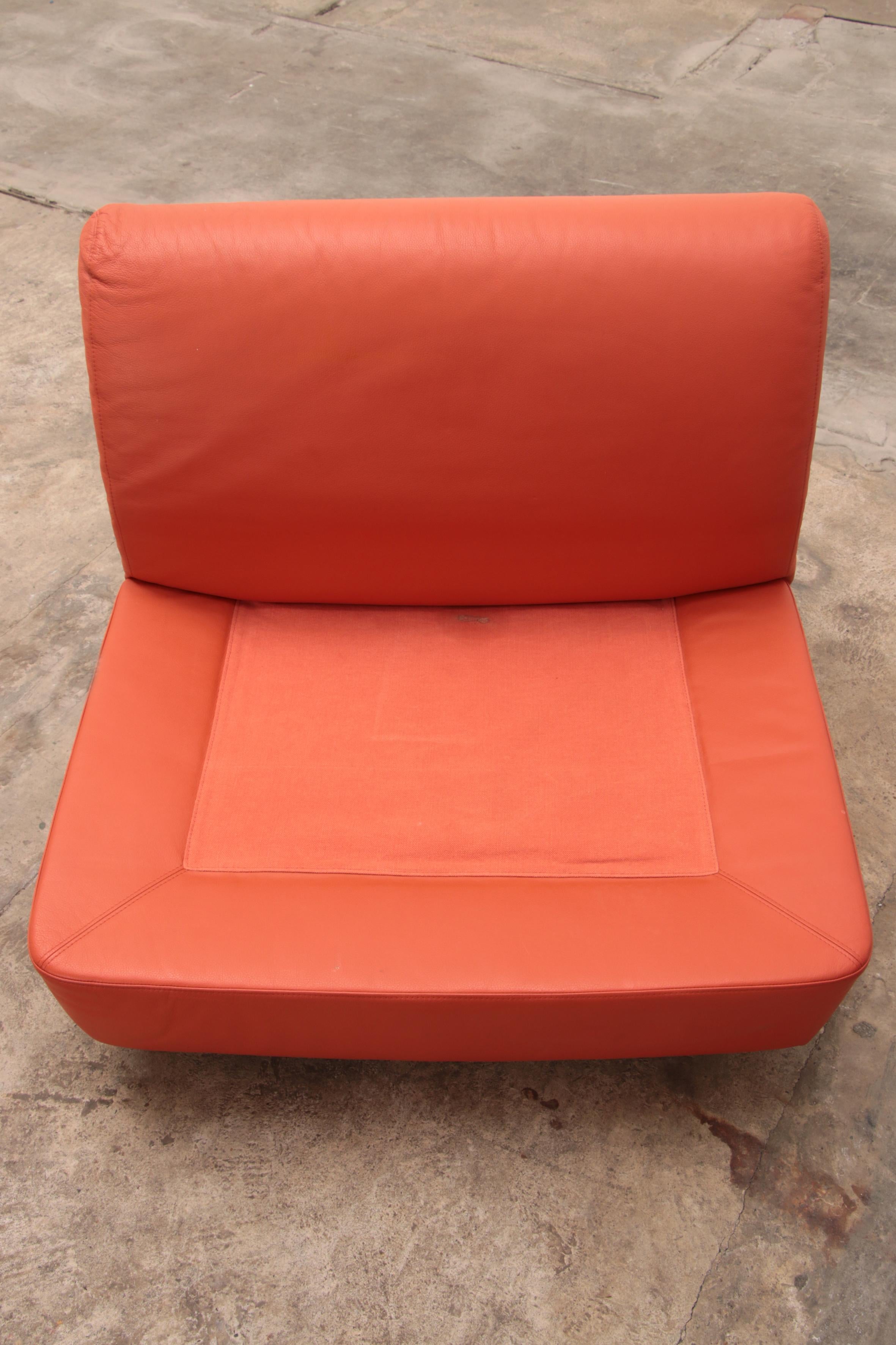 Mario Bellini Amanta Modular Sofa in Orange Leather for C&B Italy, 1960s For Sale 8