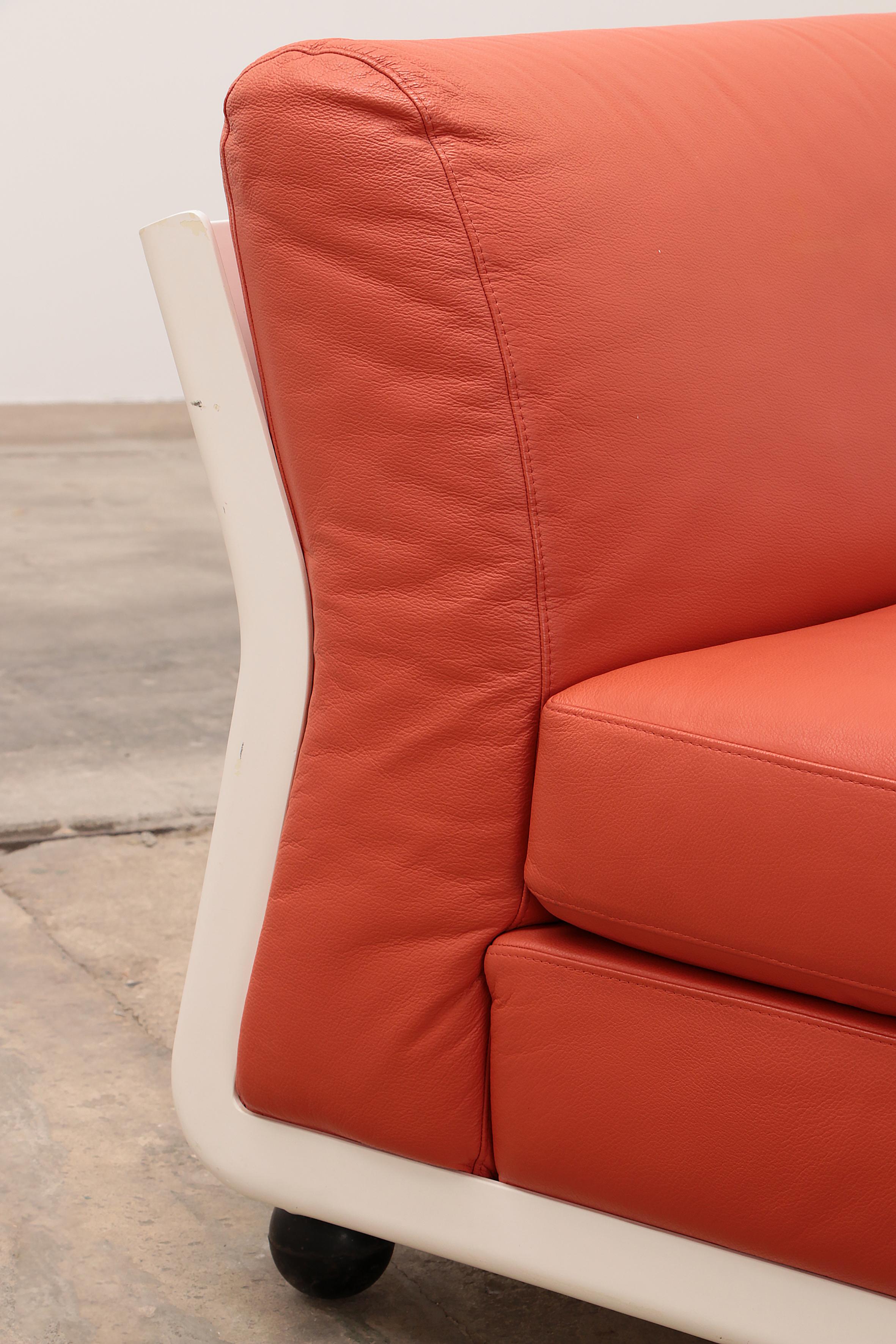 Mario Bellini Amanta Modular Sofa in Orange Leather for C&B Italy, 1960s For Sale 9