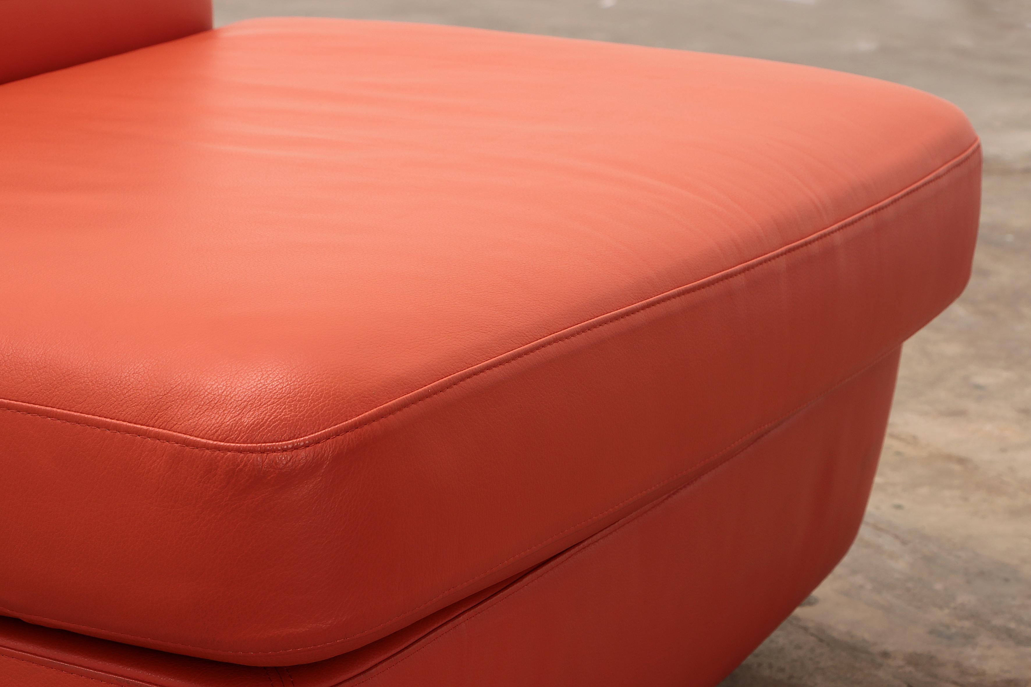 Mario Bellini Amanta Modular Sofa in Orange Leather for C&B Italy, 1960s For Sale 11