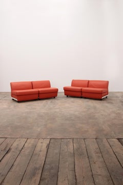 Amanta Modular Sofa in Orange Leather for C&B Italy, from Mario Bellini 1960s