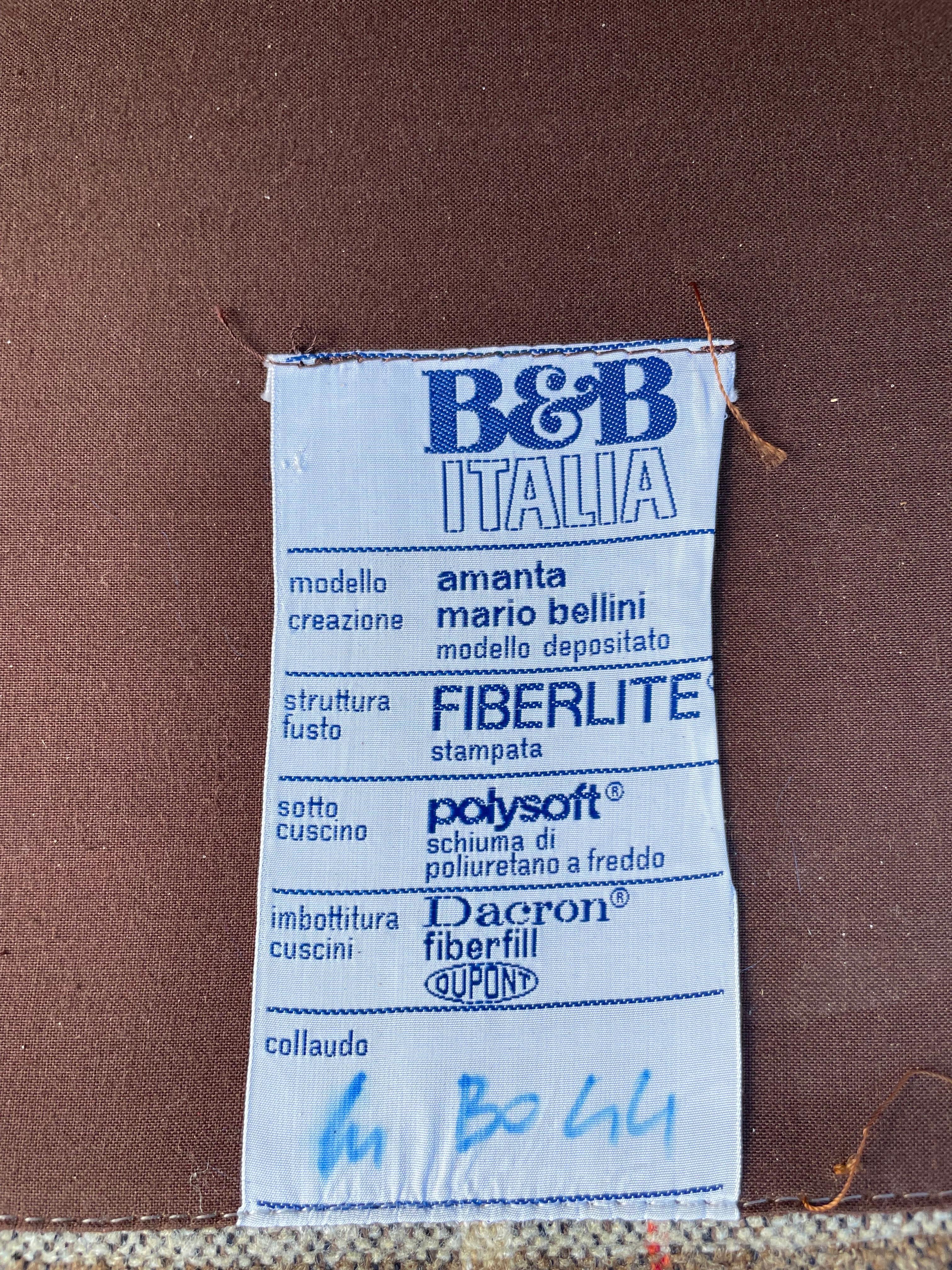Mid-Century Modern Canapé modulaireanta Mario Bellini en tissu rayé beige d'origine, 1966 en vente