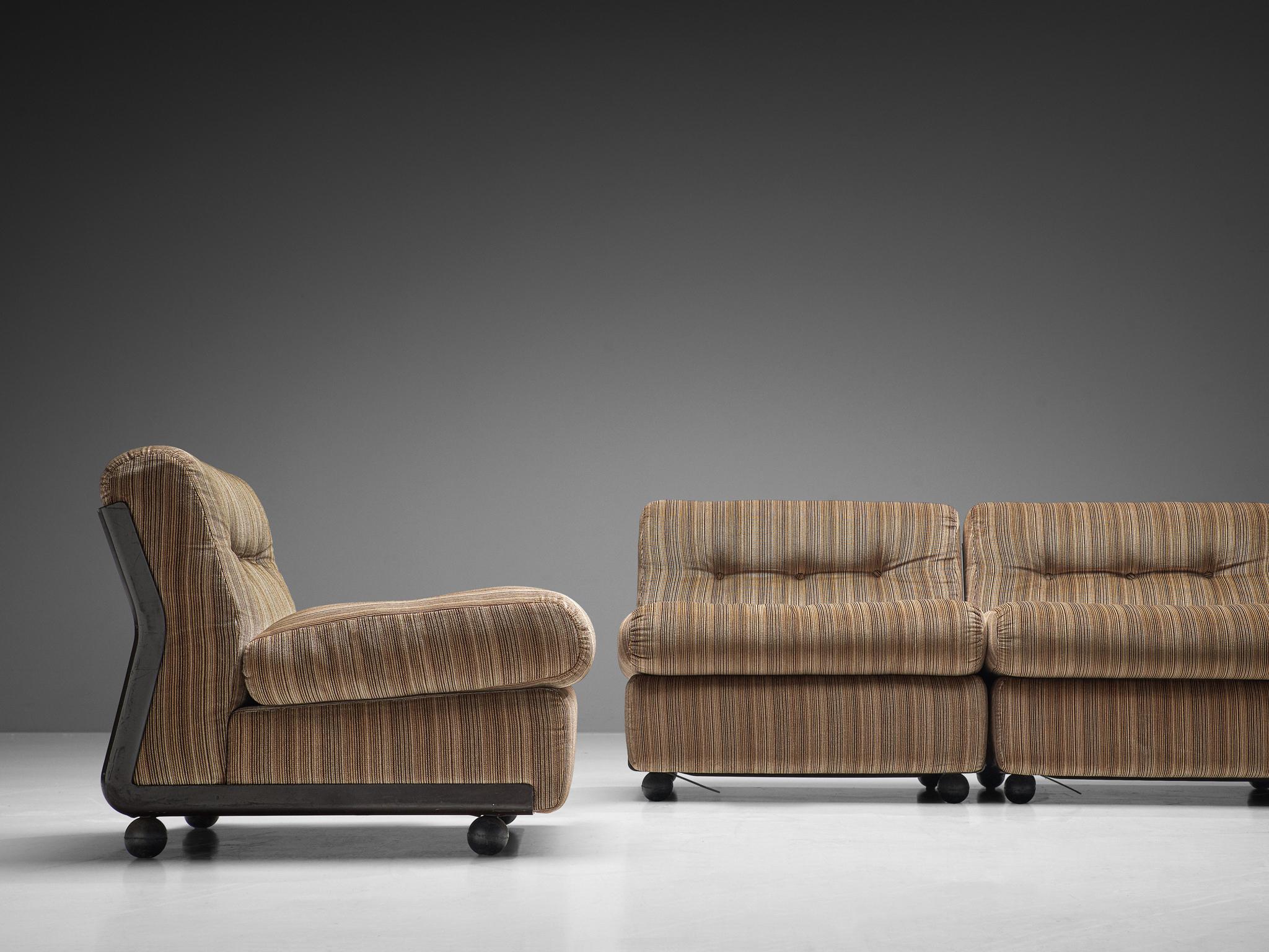 Mid-Century Modern Mario Bellini 'Amanta' Modular Sofa in Original Striped Fabric