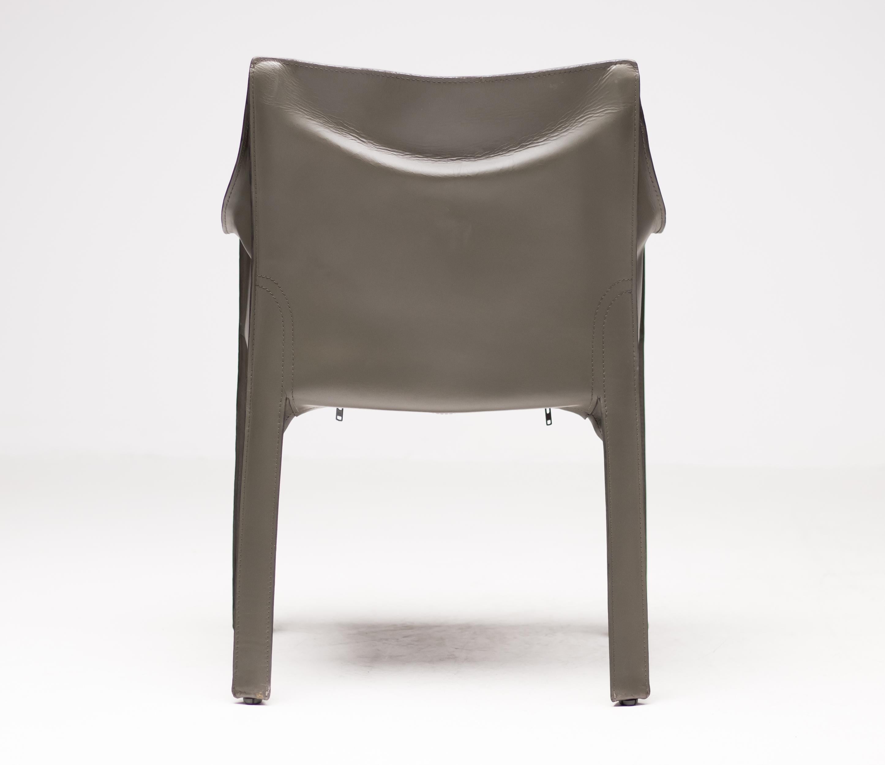 Mario Bellini Army Green Leder Cab Sessel für Cassina 1