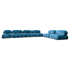 Used Mario Bellini Azure Linen Velvet Camaleonda Sofa for B&B Italia, 1972, Set of 6