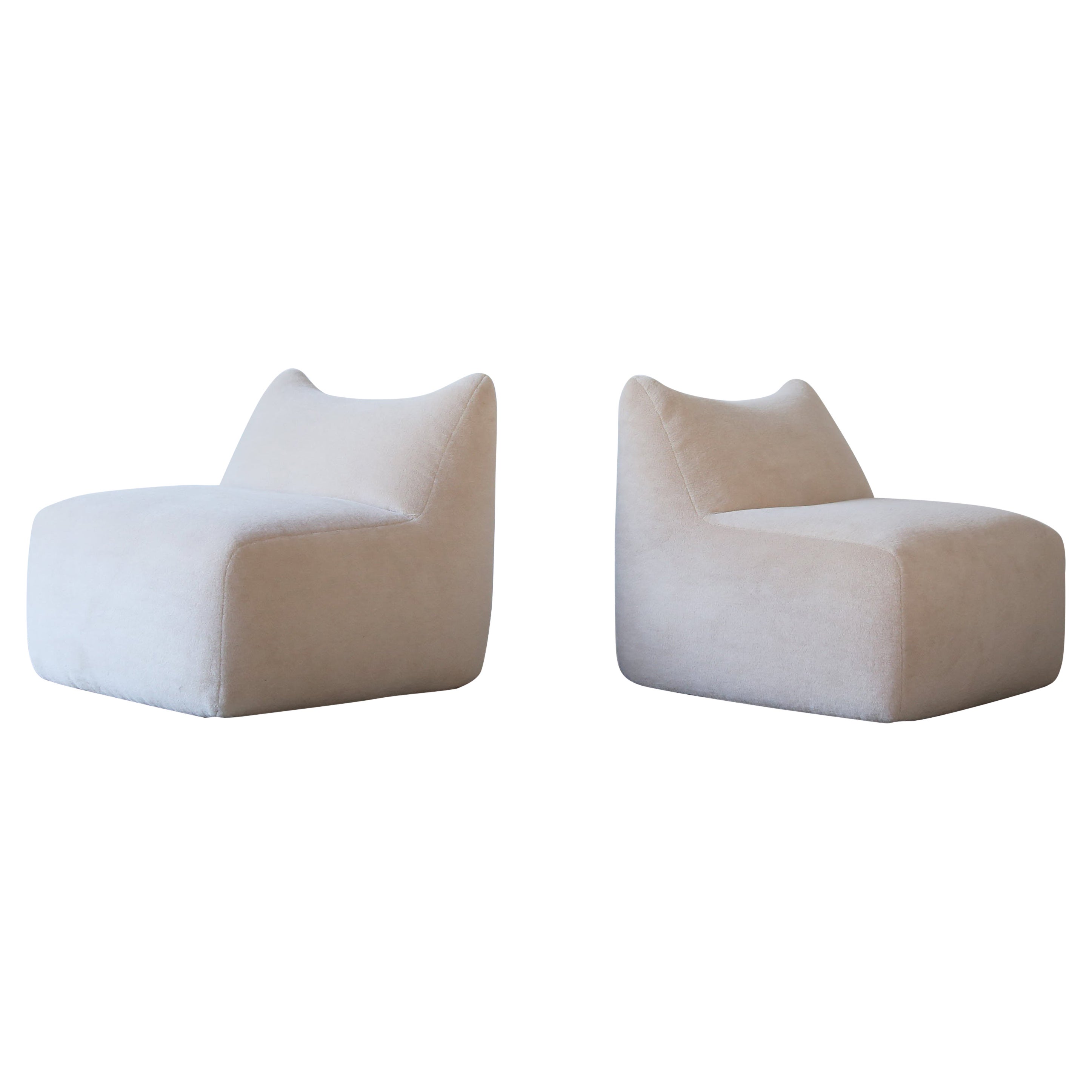 Chaises Bambole Mario Bellini, tapissées en alpaga, B&B Italia, 1970