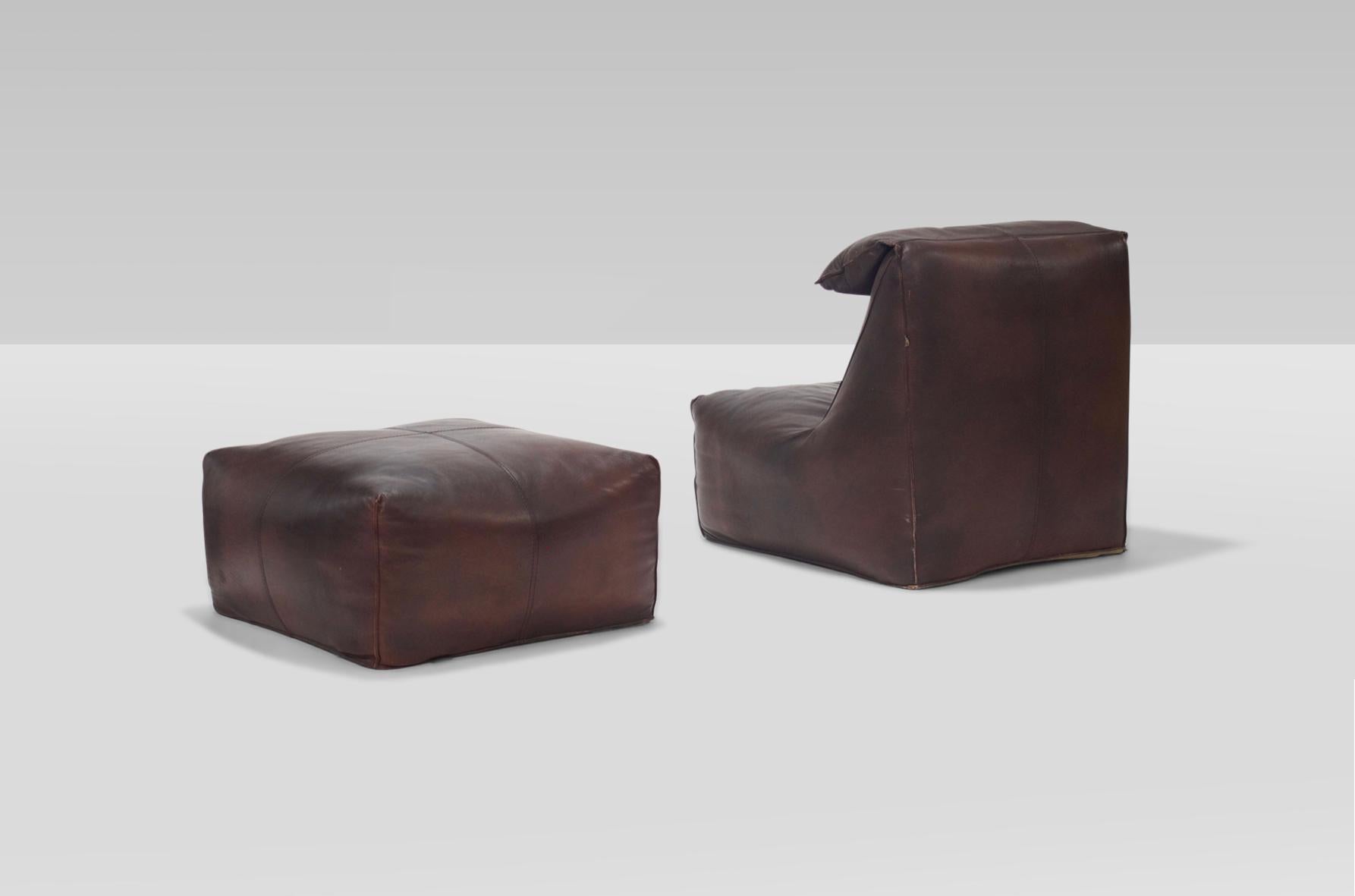 Mid-Century Modern Mario Bellini Bambole Lounge Chair and Ottoman for B&B Italia