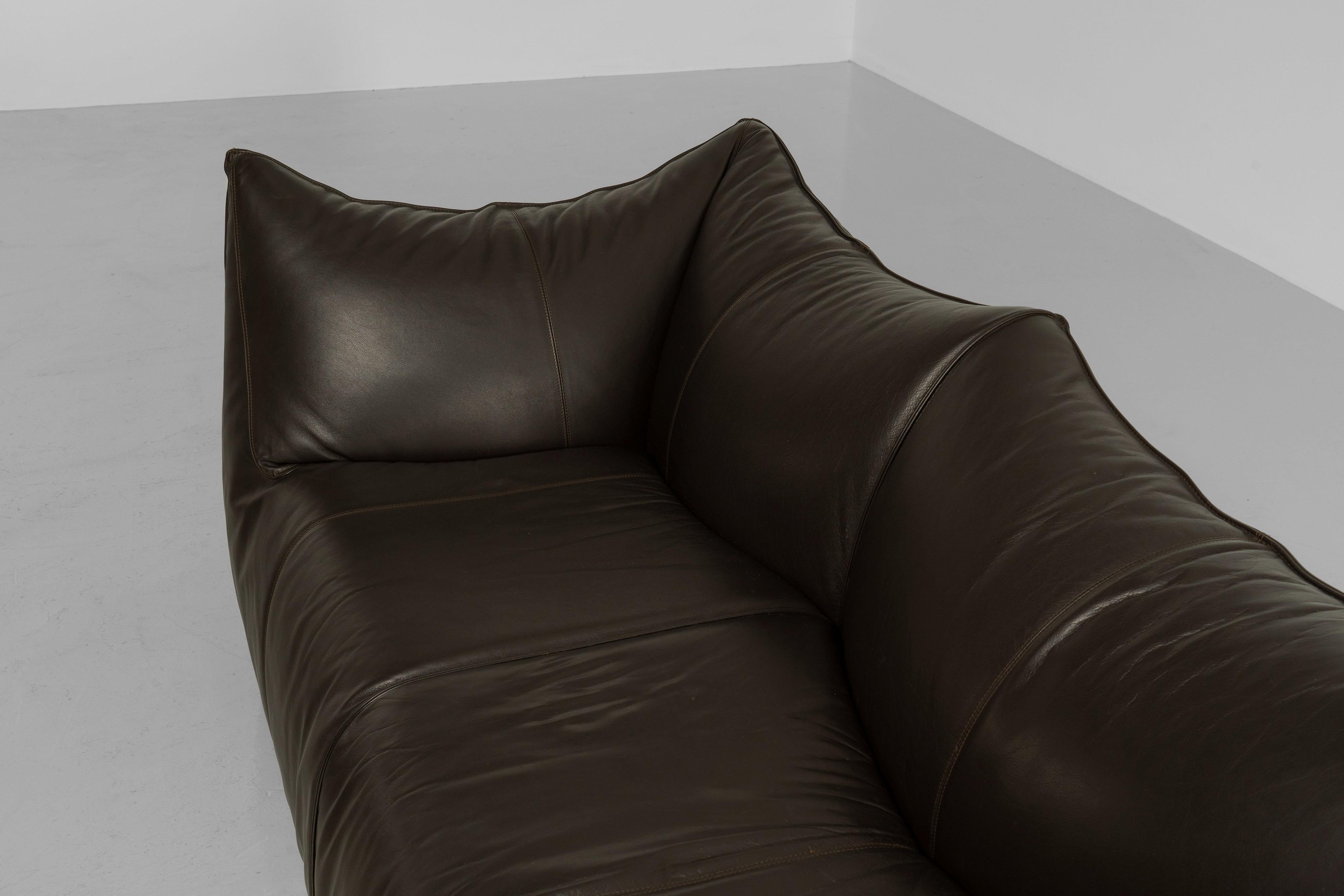 Leather Mario Bellini Bambole Sofa in Brown B&B Italia 1973 3-Seater