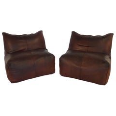 Mario Bellini Bambole Vintage Easy Chairs in Dark Brown Leather
