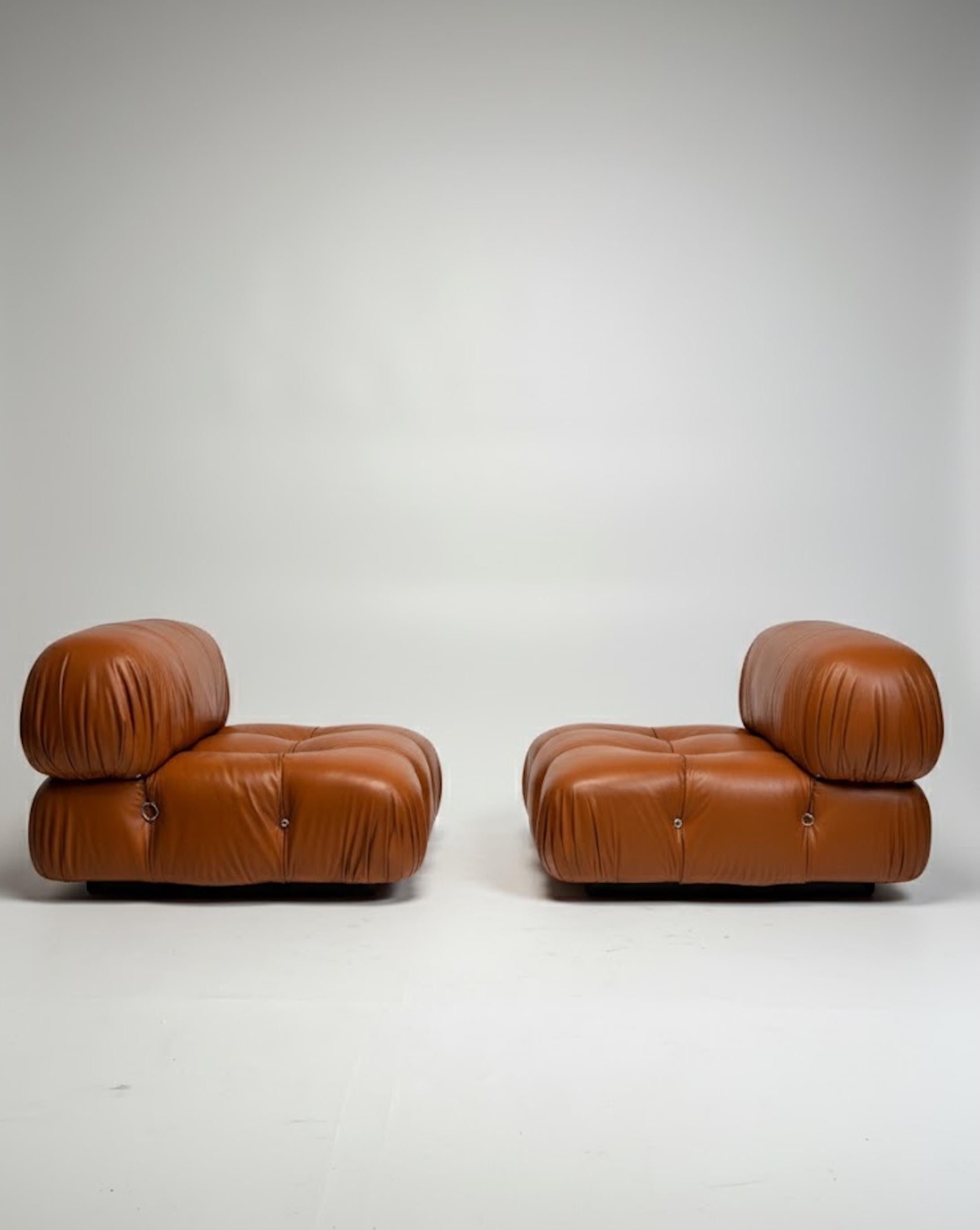 Mario Bellini B&B 'Camaleonda' Sessel aus cognacfarbenem Leder (Moderne der Mitte des Jahrhunderts) im Angebot