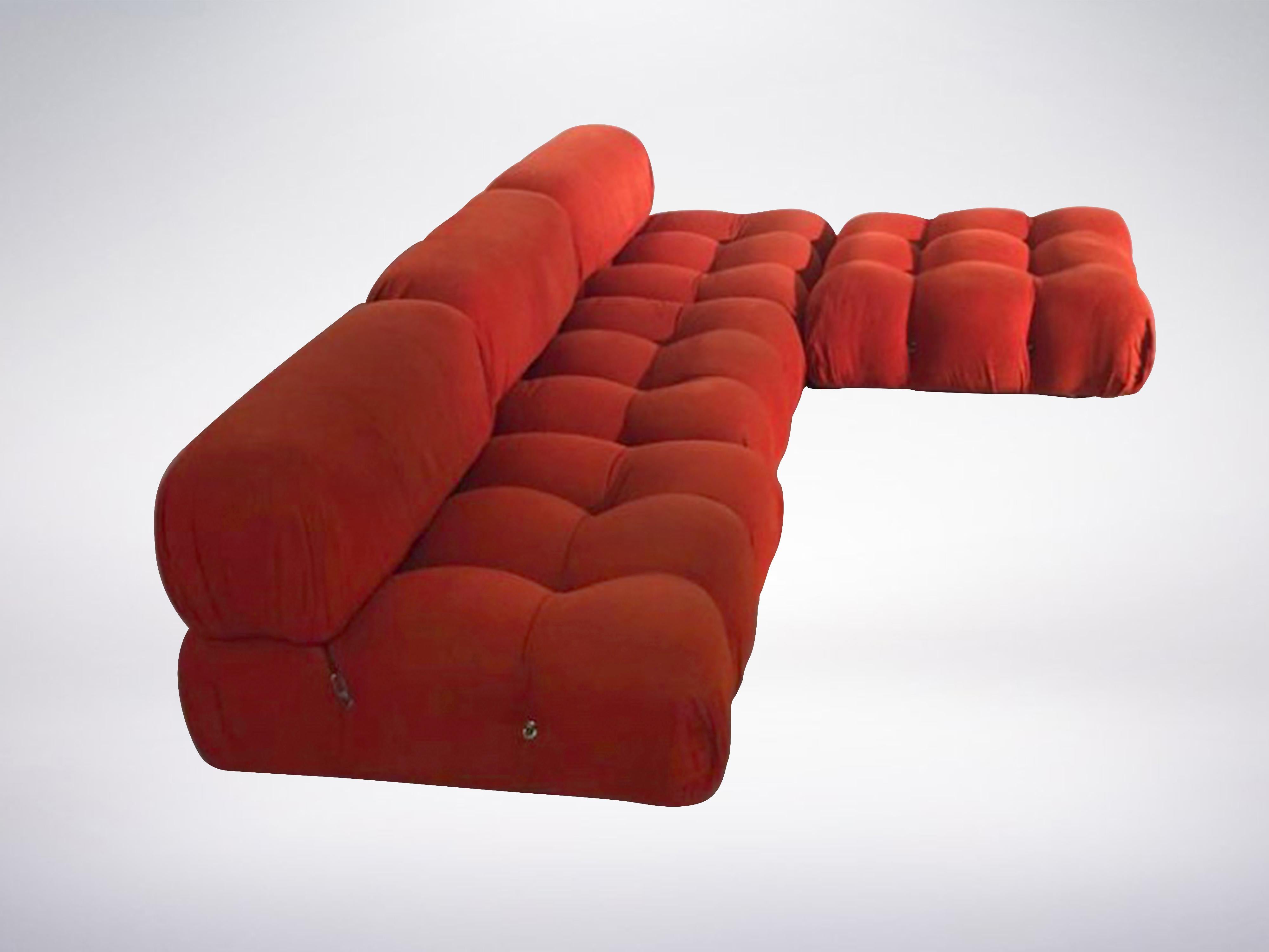 Post-Modern Mario Bellini B&B Italia, Camaleonda Sofa Set in Orange Upholstery, 1970