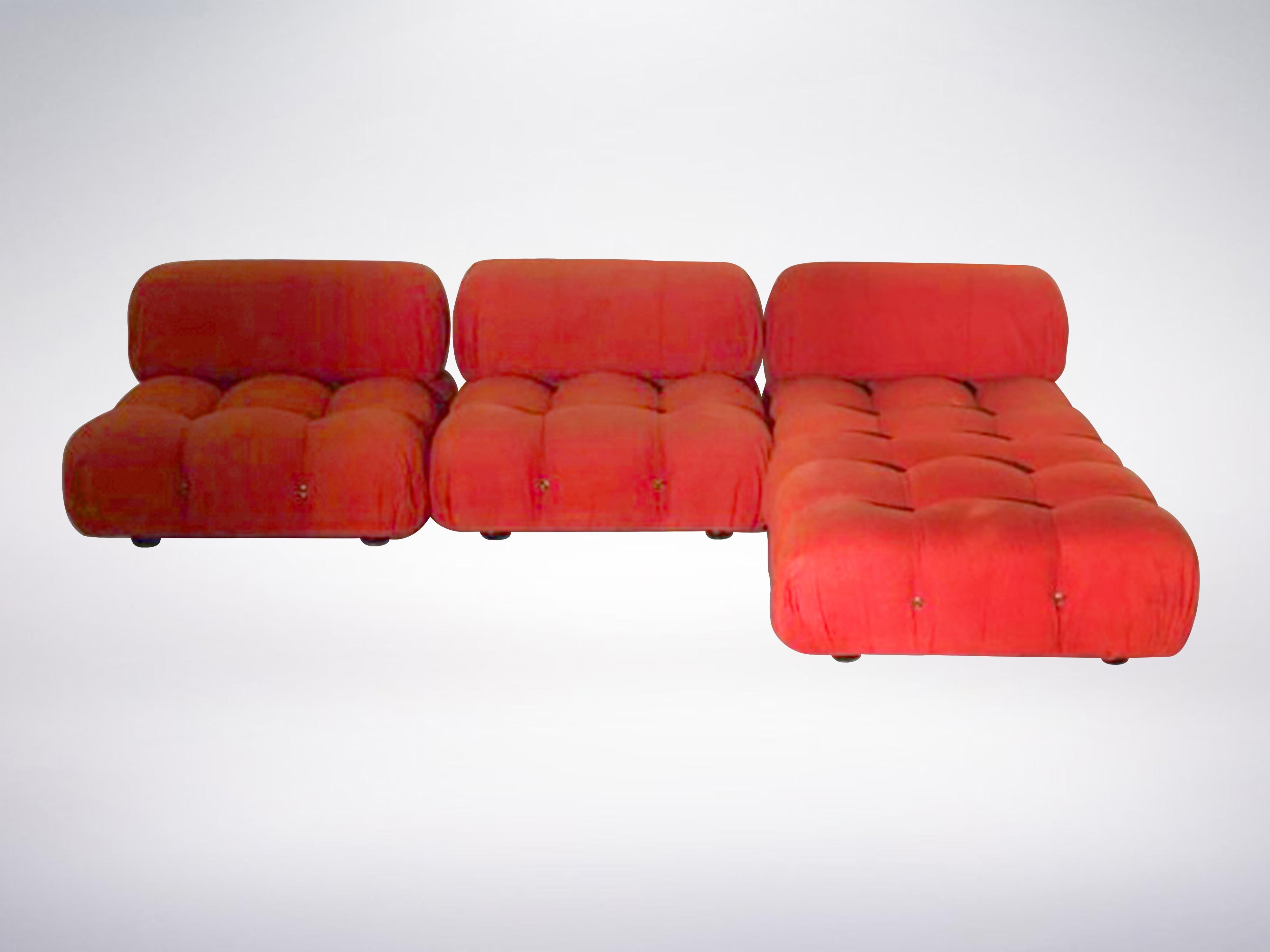 Italian Mario Bellini B&B Italia, Camaleonda Sofa Set in Orange Upholstery, 1970