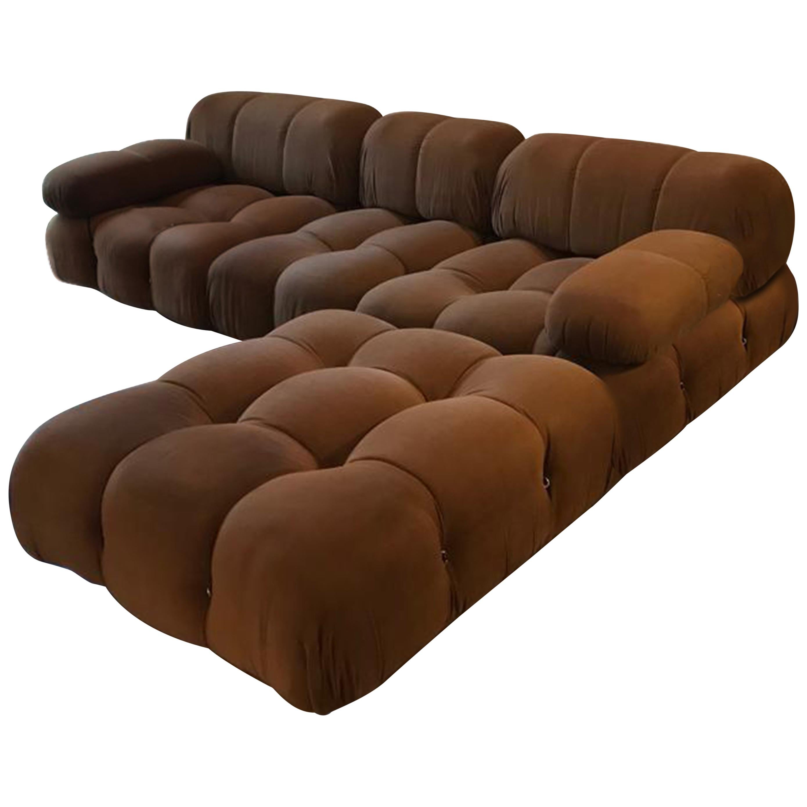 Mario Bellini B&B Italia, Camaleonda Sofa Set in Original Brown Upholstery, 1970