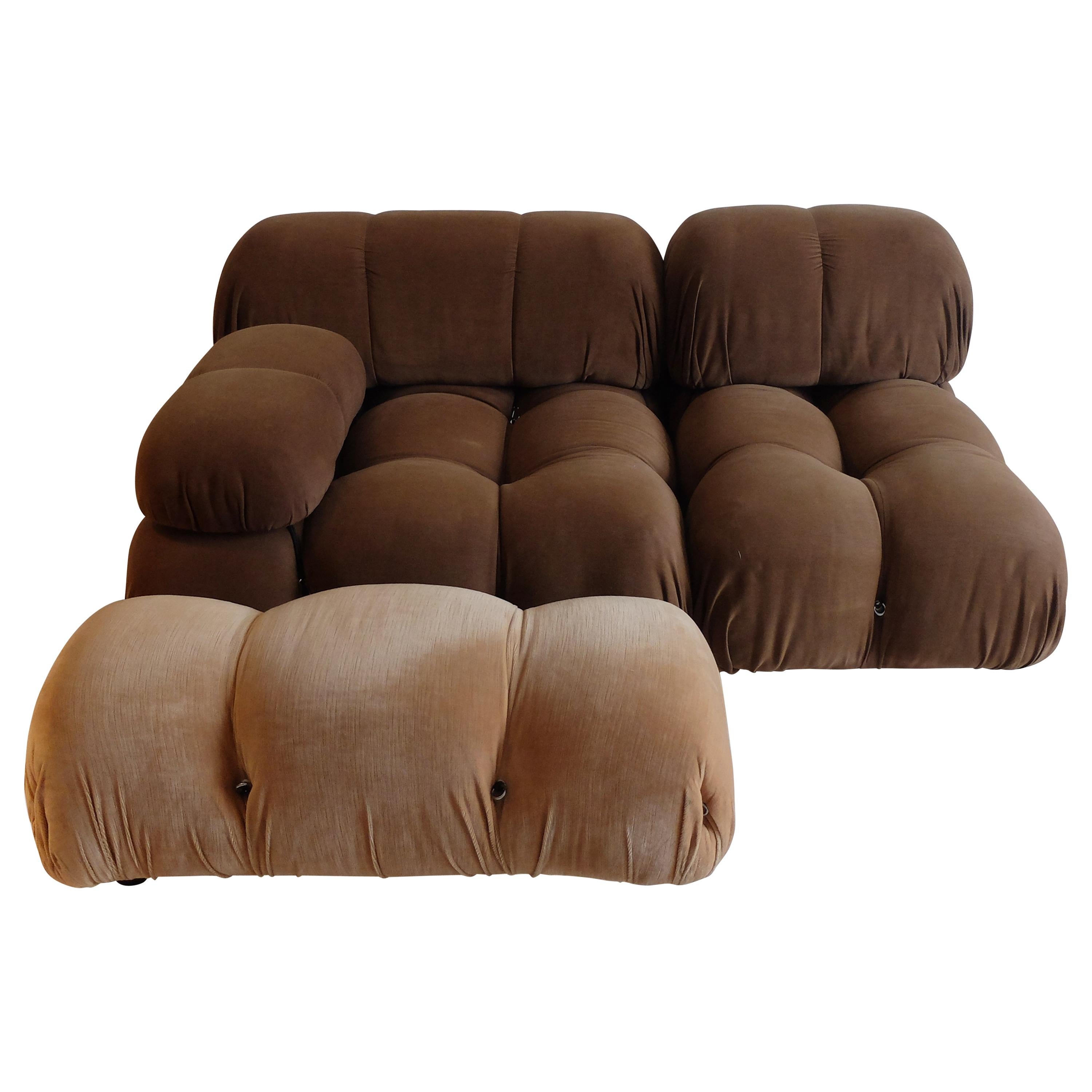 Mario Bellini B&B Italia, Camaleonda Sofa Set in Original Brown Upholstery, 1970