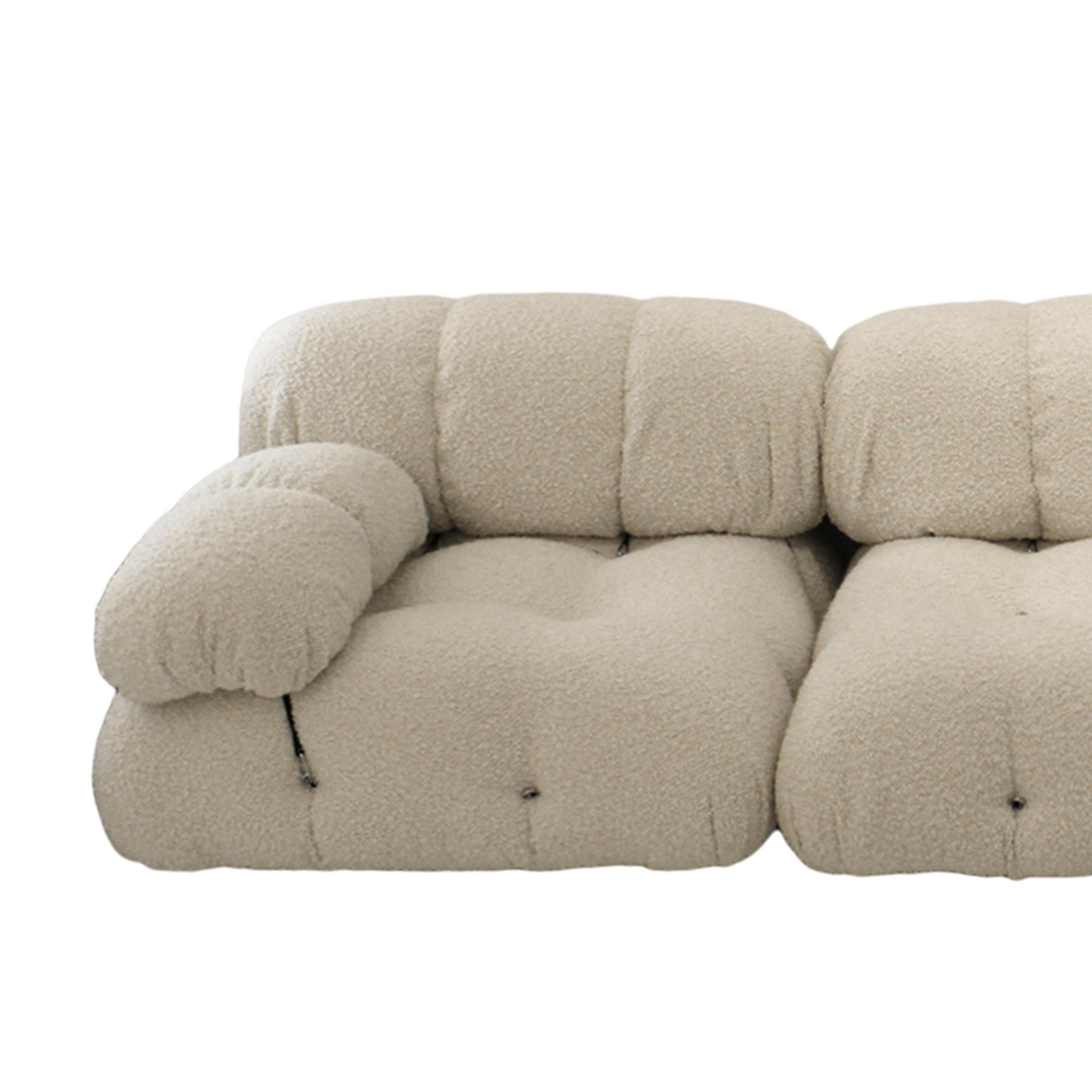 Bouclé Mario Bellini B&B Italia Camaleonda Canapé modulaire 3 places en tissu bouclé blanc en vente