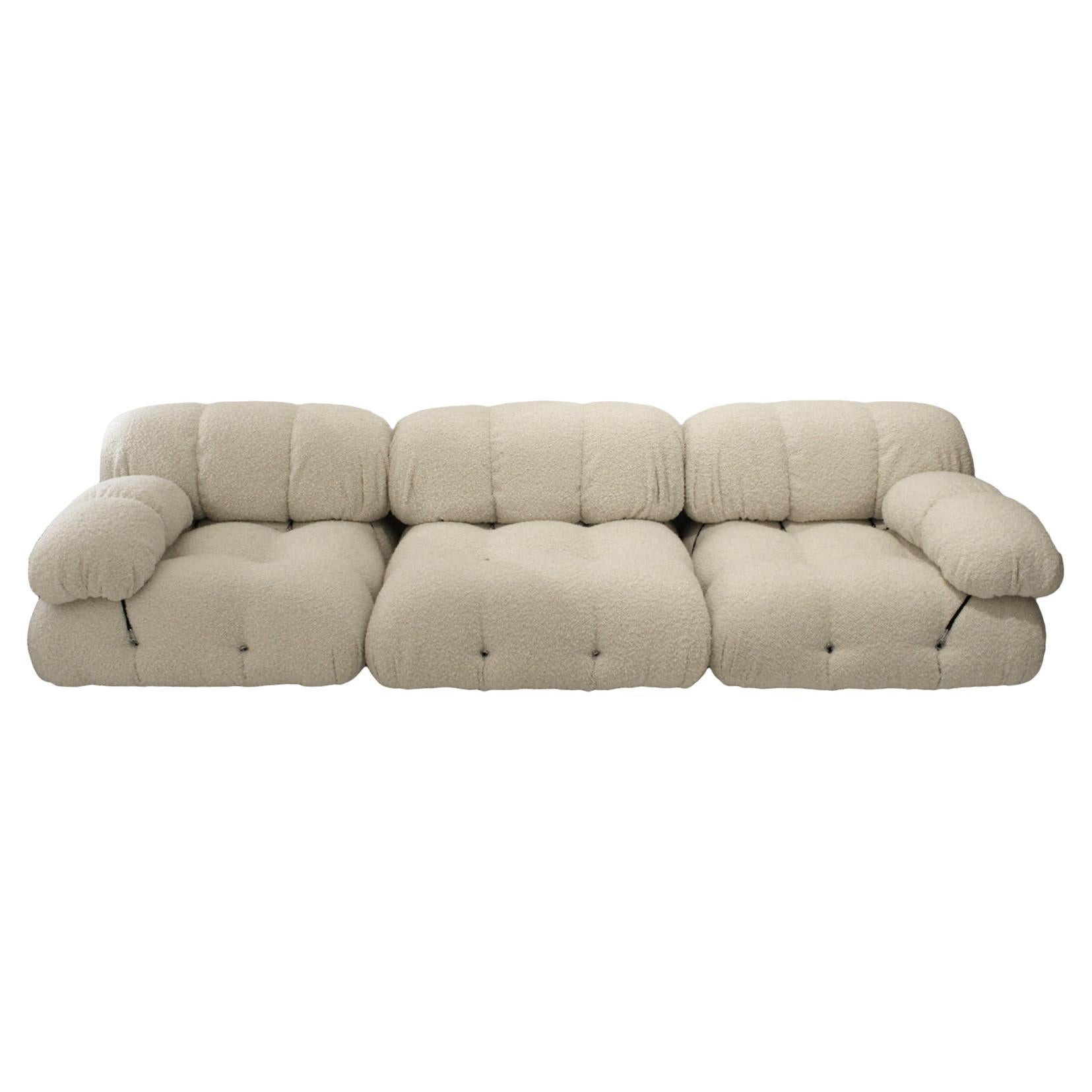 Mario Bellini B&B Italia Camaleonda Modulares Sofa aus weißem Bouclé-Stoff im Angebot