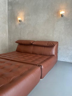 Mario Bellini B&B Italia Le Bambole Cognac Leather Daybed Sofa, Italy, 1970s