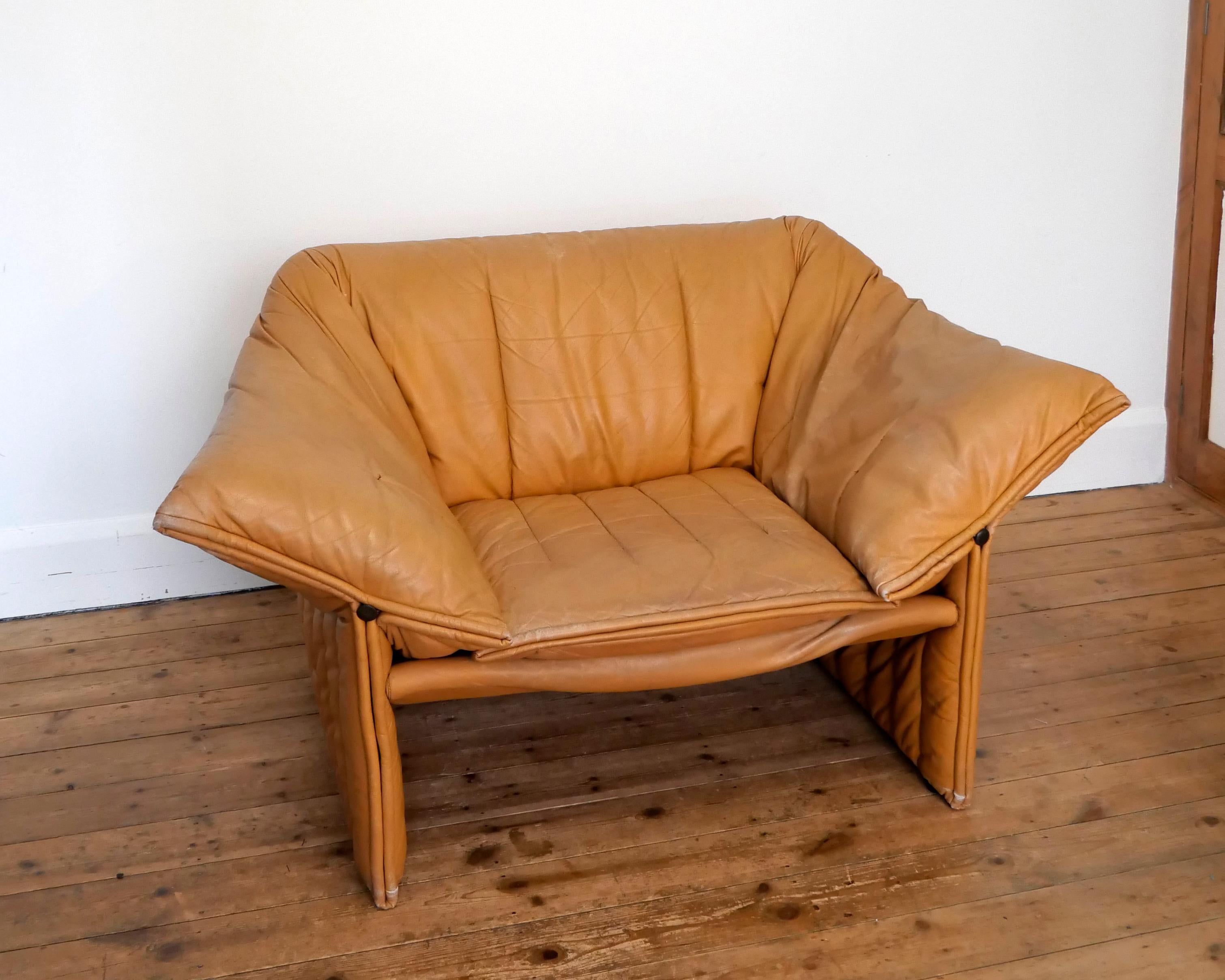 Mario Bellini, B&B Italia, Sillón Le Stelle 1974 cuero precioso mediados de siglo Italiano
