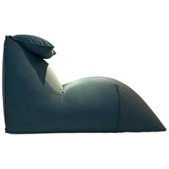 Mario Bellini B&B Le Bambole Lounge Chair Pholstering Petrol Green Fabric, 1979