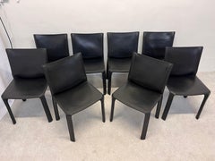 Mario Bellini Black Cab 413 Dining or Side Chairs for Cassina, Set of Eight