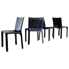 Mario Bellini Black Leather "Cab" Chairs for Cassina, circa 1985