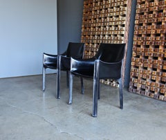 Mario Bellini Black Leather "Cab" Chairs for Cassina