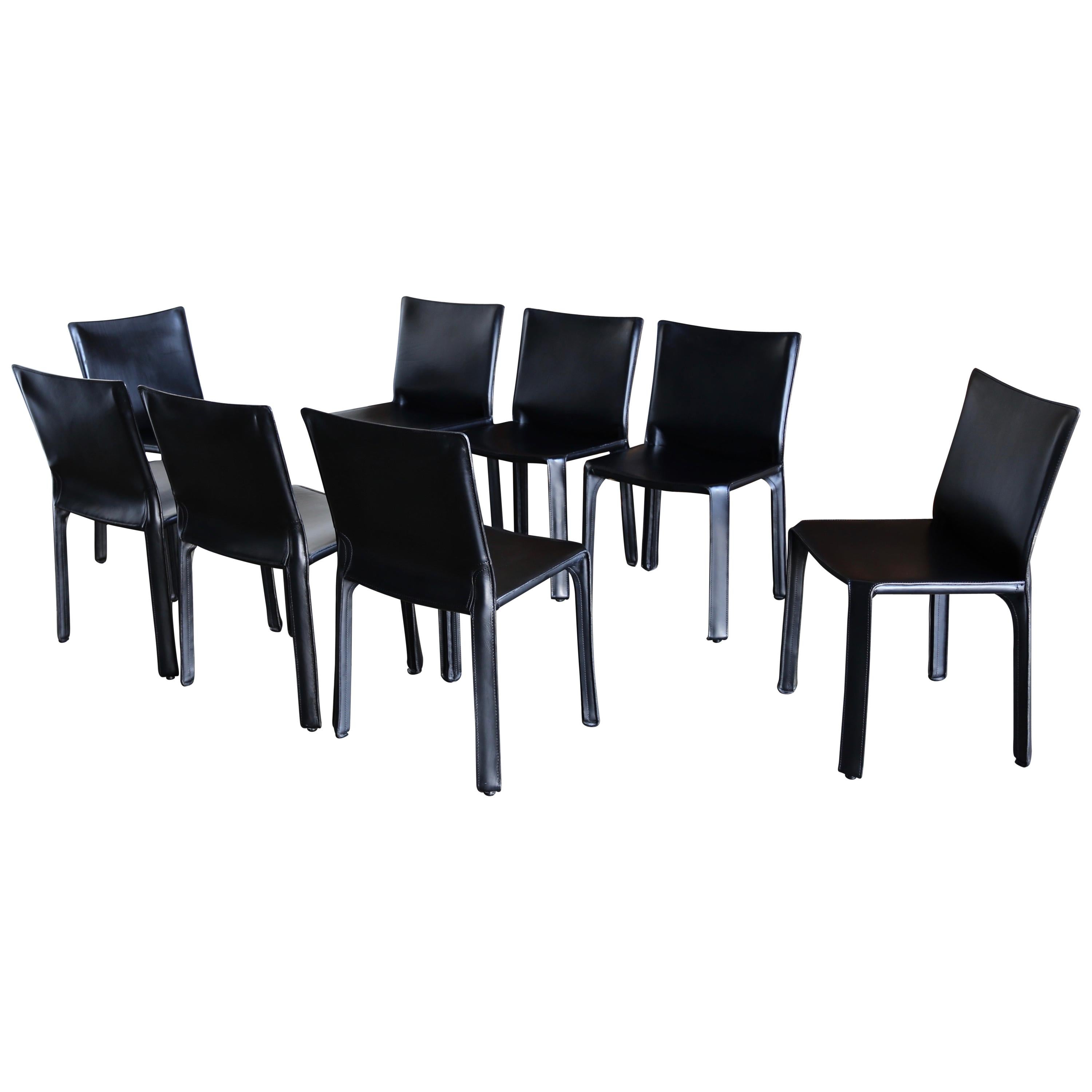 Mario Bellini Black Leather "Cab" Chairs for Cassina