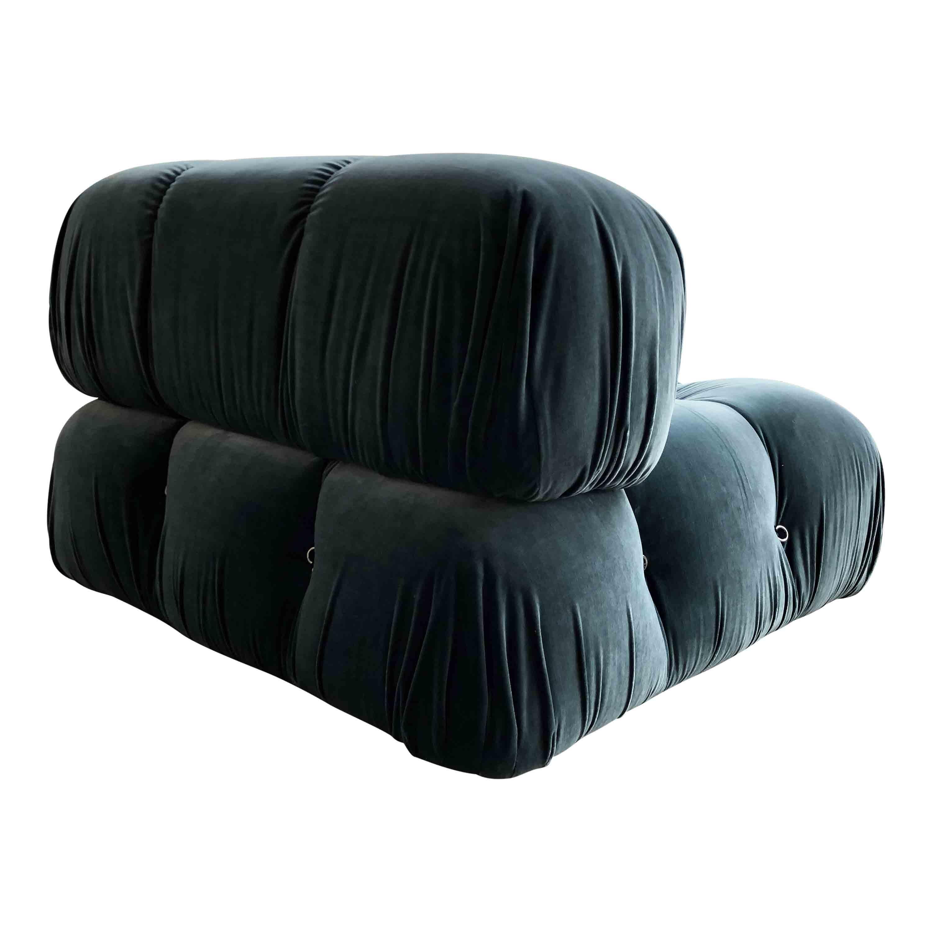 Mario Bellini Blauer Baumwollsamt Camaleonda Sofa für B&B Italia, 1972, Satz von 7 im Angebot 9