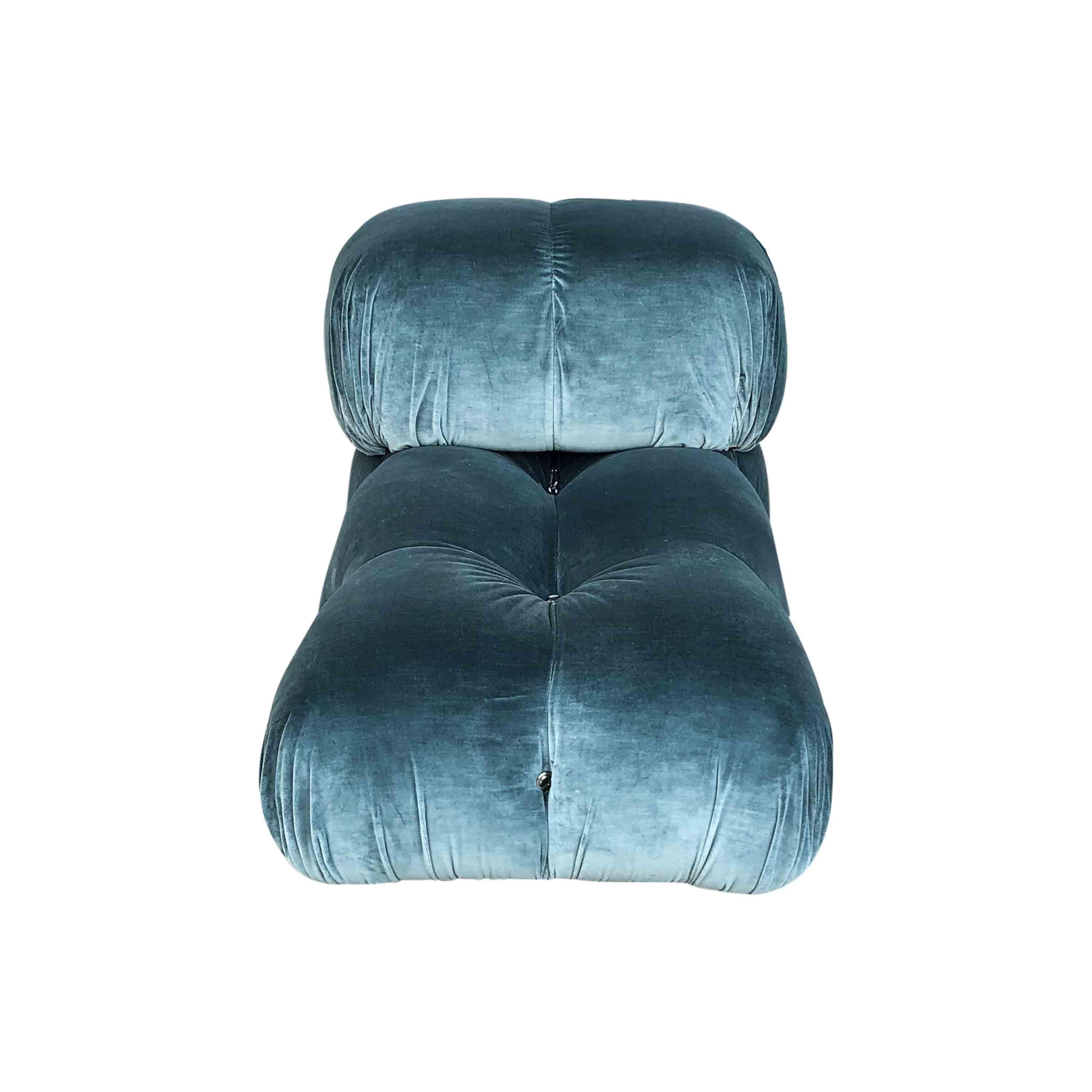 Mario Bellini Blue Cotton Velvet Camaleonda Sofa for B&B Italia, 1972, Set Of 7 For Sale 12