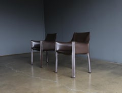 Mario Bellini Brown Leather "Cab" Chairs for Cassina