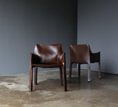 Mario Bellini Brown Leather "Cab" Chairs for Cassina