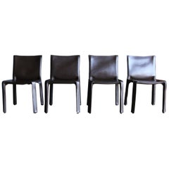 Mario Bellini Brown Leather "Cab" Chairs for Cassina