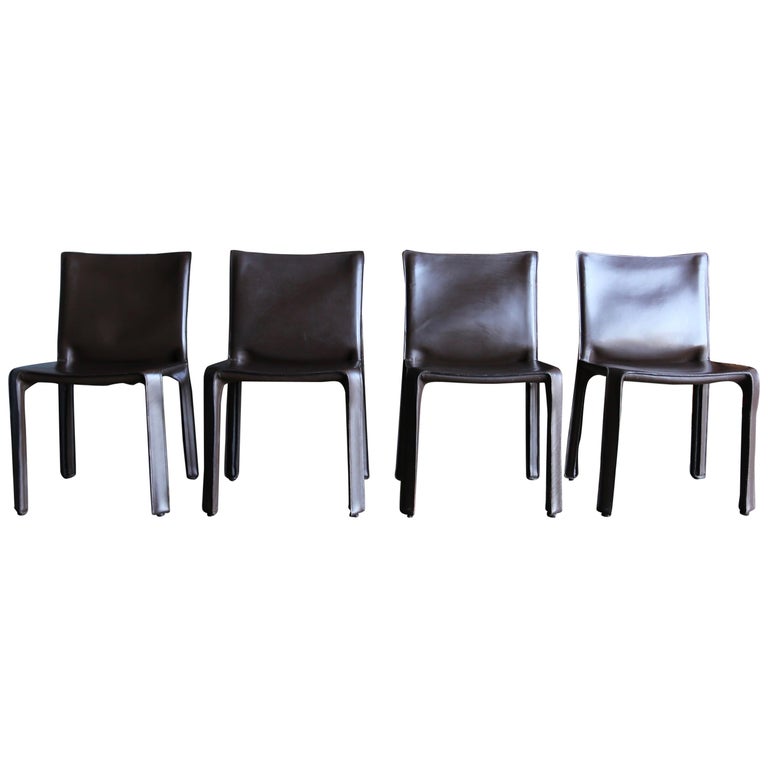 Mario Bellini Brown Leather "Cab" Chairs for Cassina For Sale