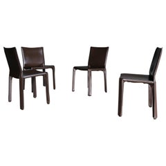 Mario Bellini Brown Leather "Cab" Chairs for Cassina