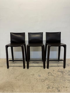 Mario Bellini Taburetes de cabina de cuero marrón para Cassina - Juego de tres