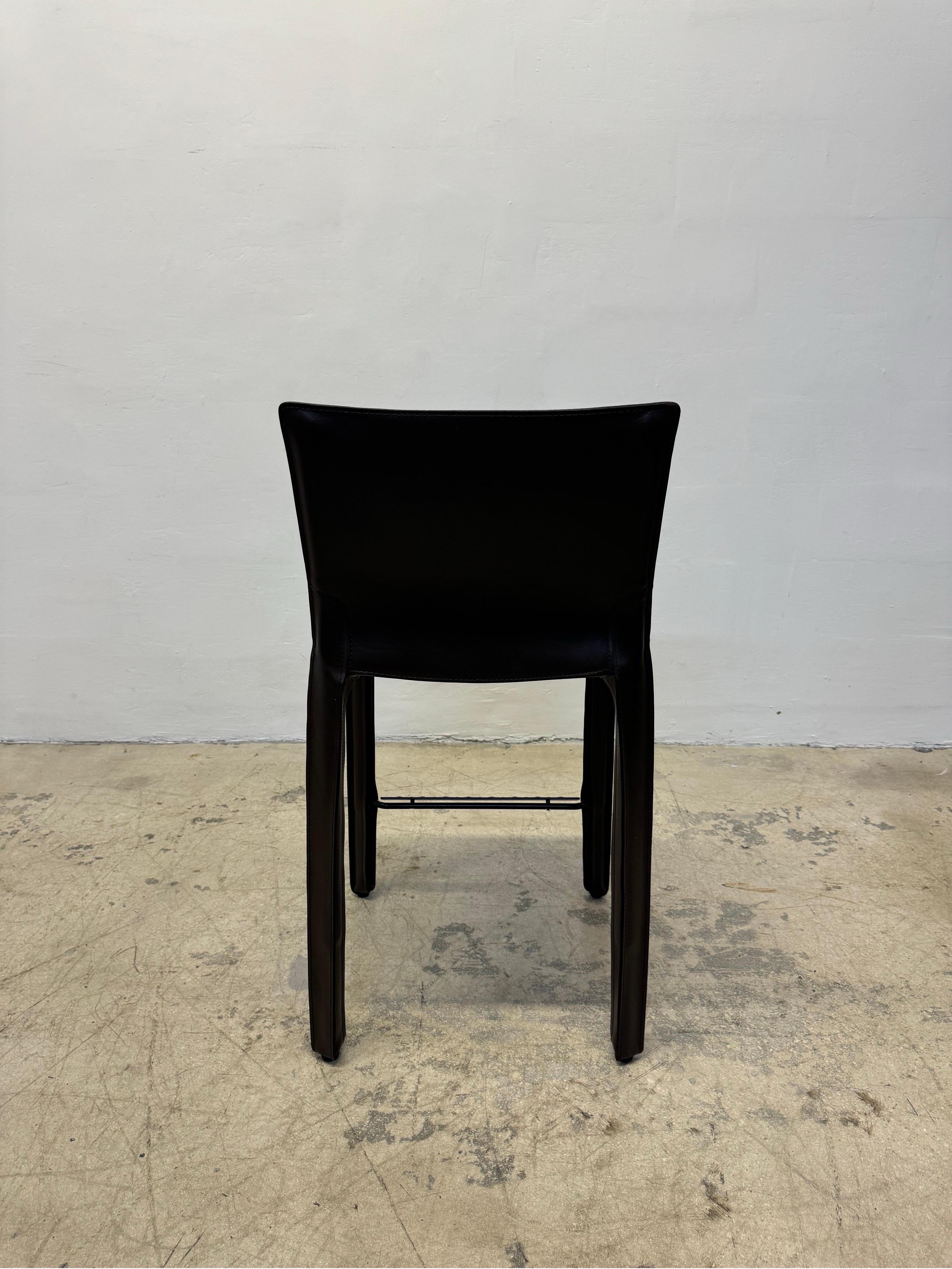 20th Century Mario Bellini Brown Leather Cab Stools for Cassina - Set of Three