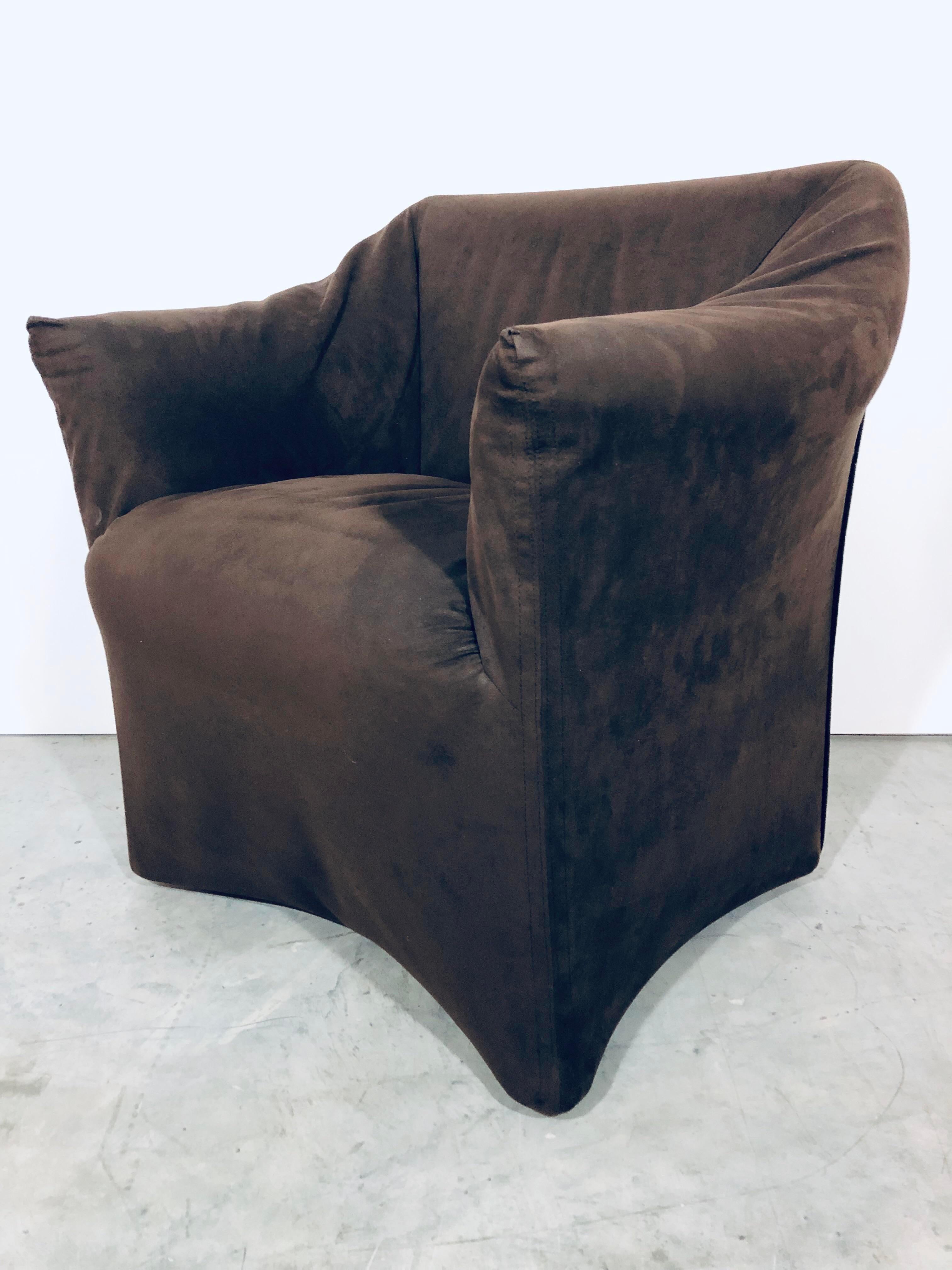 Italian Mario Bellini Brown Ultra Suede “Tentazione” Chair for Cassina, Italy, 1970s